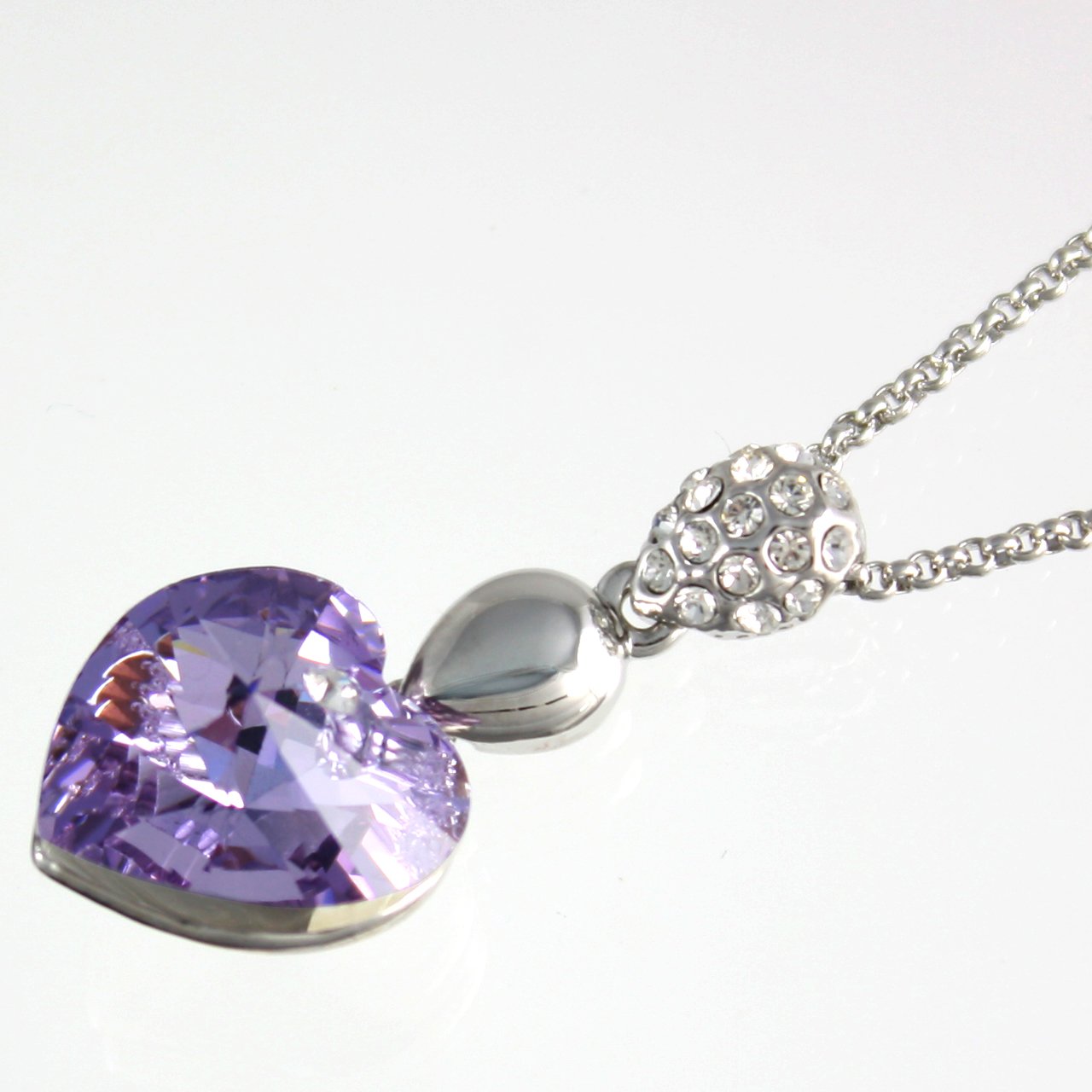 Sparkling Heart Crystal Necklace - Elegant Purple Gift for Her