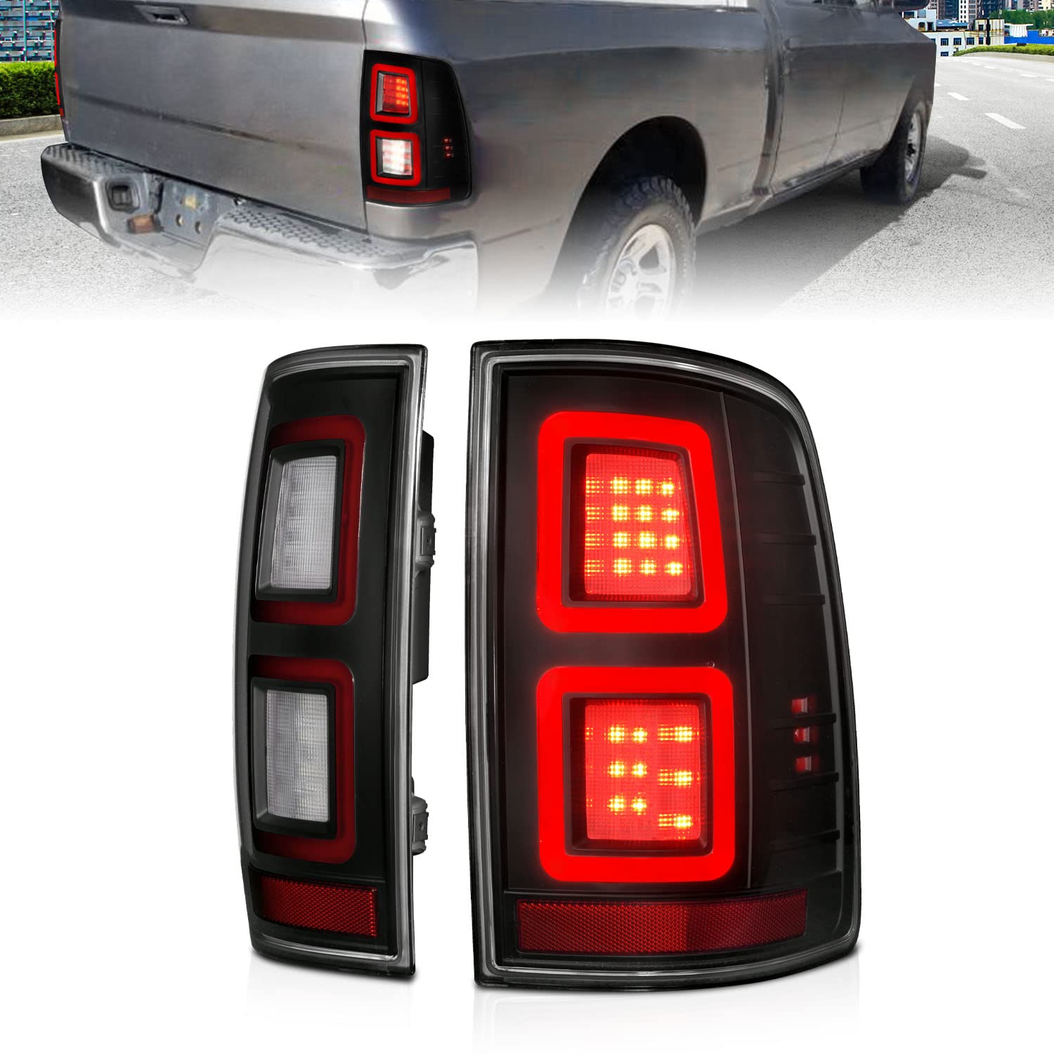 AmeriLite Smoke LED Light Bar Tail Lights - Full Function Replacement for 2009-2018 Dodge Ram 1500/2500/3500 Pickup Trucks | OE LED Compatible | Durable Off-Road & Night Driving Lighting Upgrade