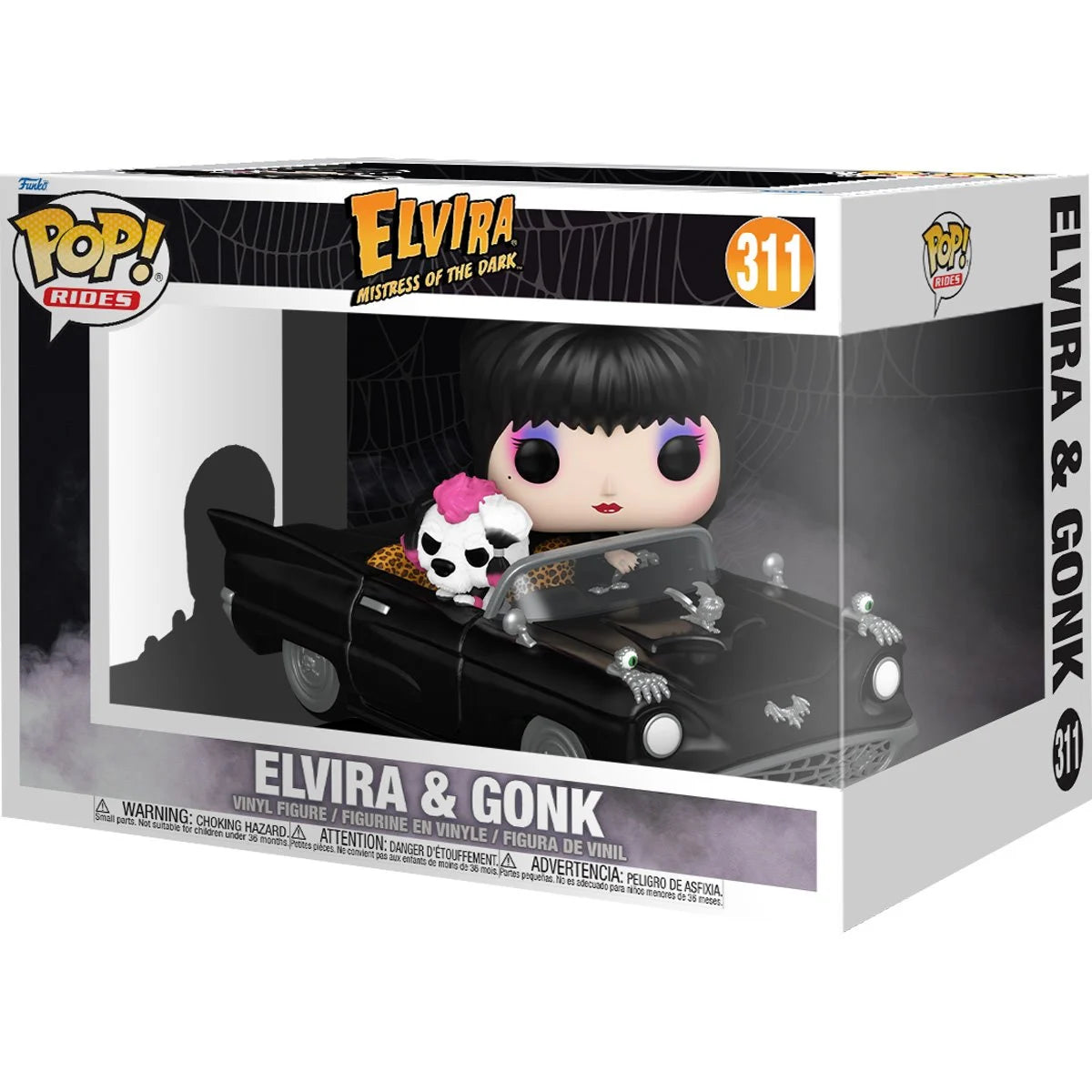 Elvira & Gonk Macabre Mobile Deluxe Funko Pop! Ride #311 - Horror Collectible Figure with Car - Perfect for Halloween Decor & Pop Culture Fans