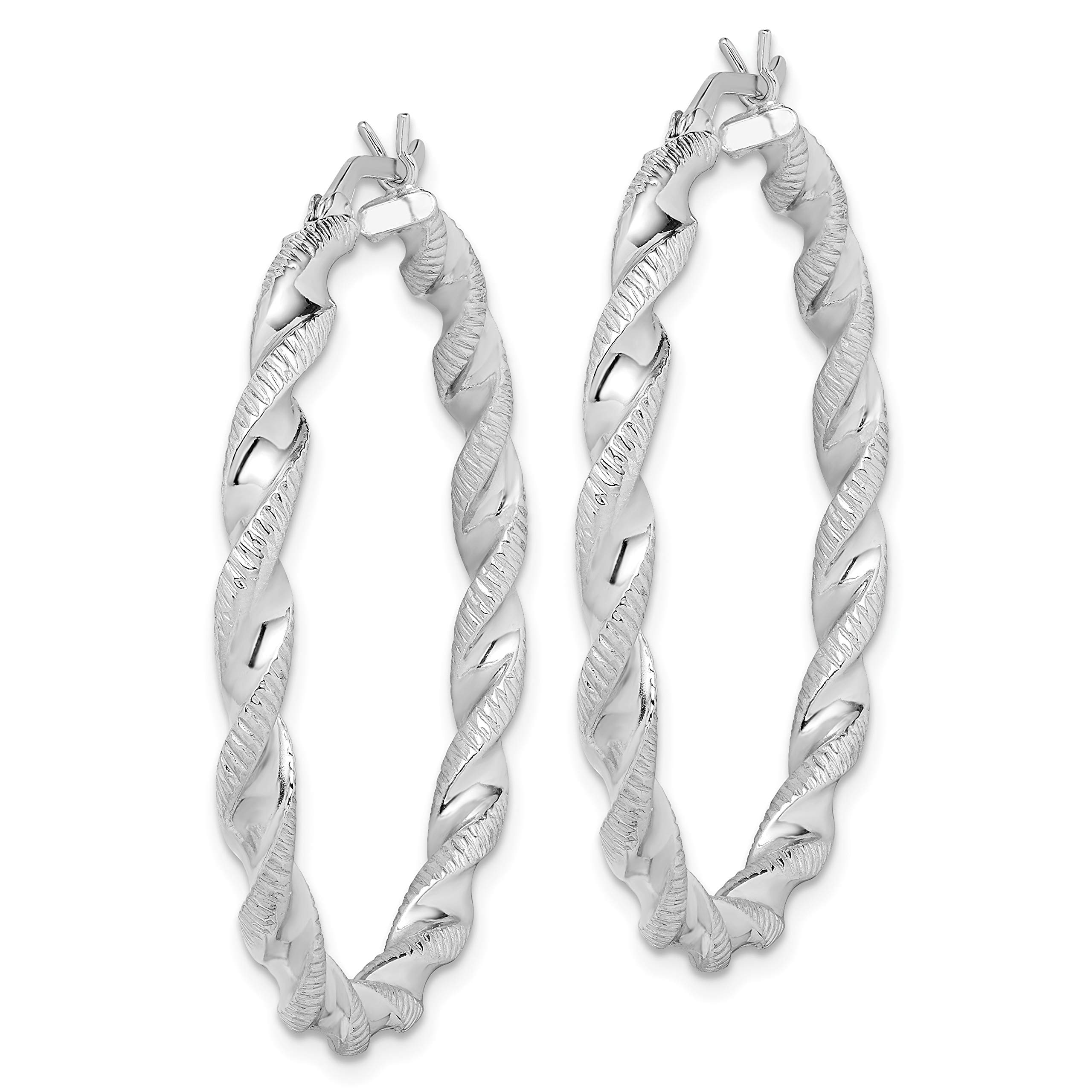925 Sterling Silver Twisted 3.5x40mm Round Large Hoop Earrings for Women - Trendy Chunky Statement Jewelry for Everyday Wear & Special Occasions