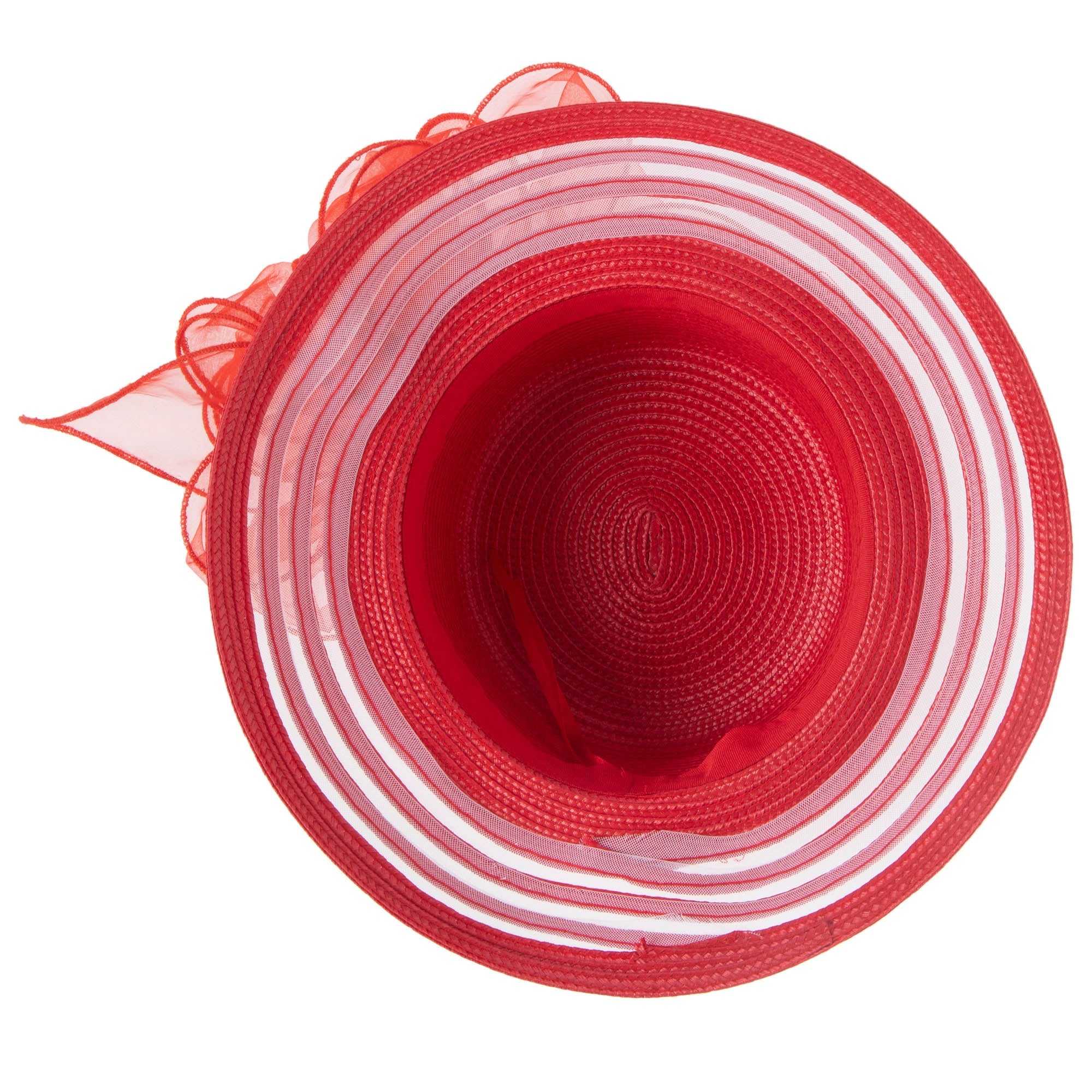 Elegant Women's Red Dress Hat with Organza Bow - Perfect for Weddings, Tea Parties & Special Occasions