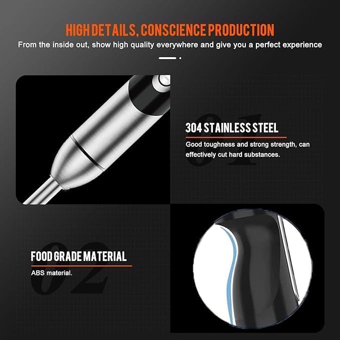 **MegaWise 12-Speed Stainless Steel Hand Blender - 3-in-1 Immersion Blender with Titanium-Plated Blades, Perfect for Smoothies, Soups & Baby Food (Black)**