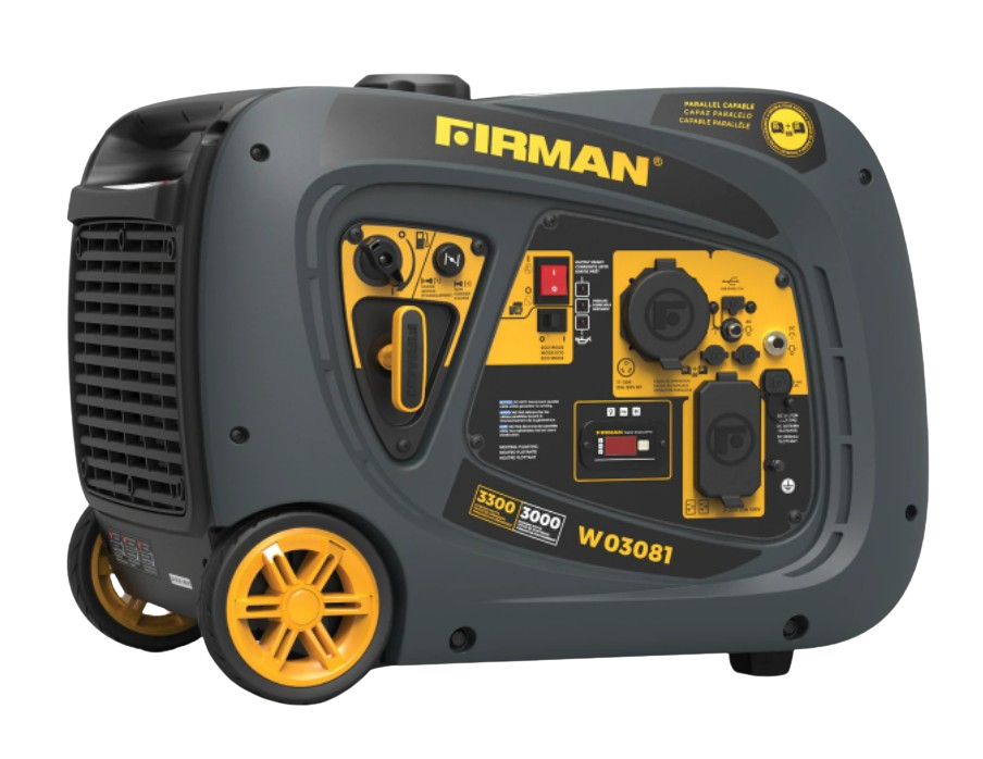 Firman W03081 3000W/3300W Portable Inverter Generator with Recoil Start - Quiet Gas Powered for Camping, RV & Emergency Backup Power