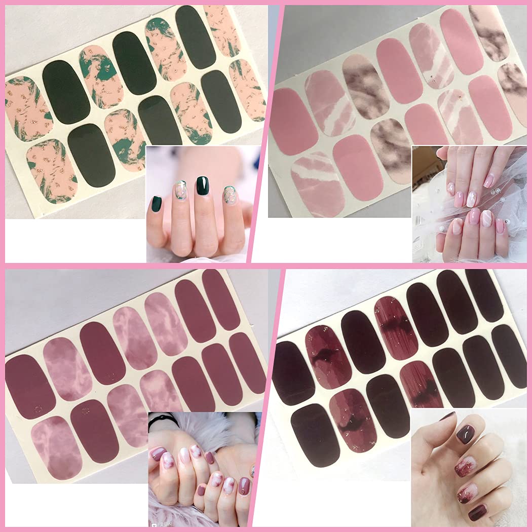 WOKOTO 20 Sheets Marble Nail Stickers - Press On Nail Polish Strips for Women, Gradient Nail Wraps with Nail File | DIY Salon-Quality Manicure at Home, Perfect for Parties & Special Occasions