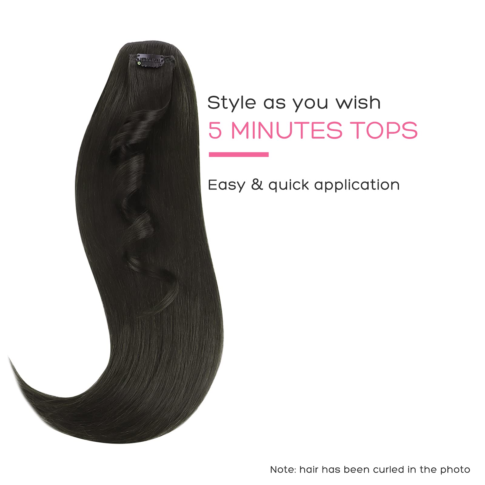 Marat Clip in Human Hair Extensions 18 Inch Straight Dark Brown 120g - Natural Look for Daily Wear, Parties & Special Occasions