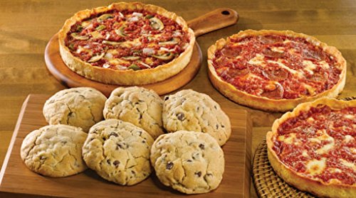 6 Carol's Cookies & 3 Lou Malnati's Chicago-Style Deep Dish Pizzas (Cheese, Sausage, Pepperoni) - Perfect for Parties, Family Dinners & Gift Giving