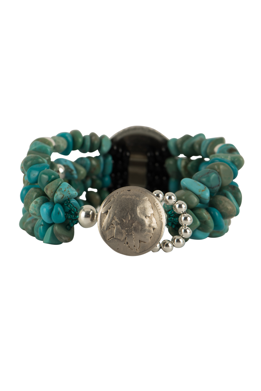 Paige Wallace Turquoise Concho Bracelet - Handmade Southwest Style Jewelry for Women | Perfect for Boho Fashion, Festivals & Gift Giving