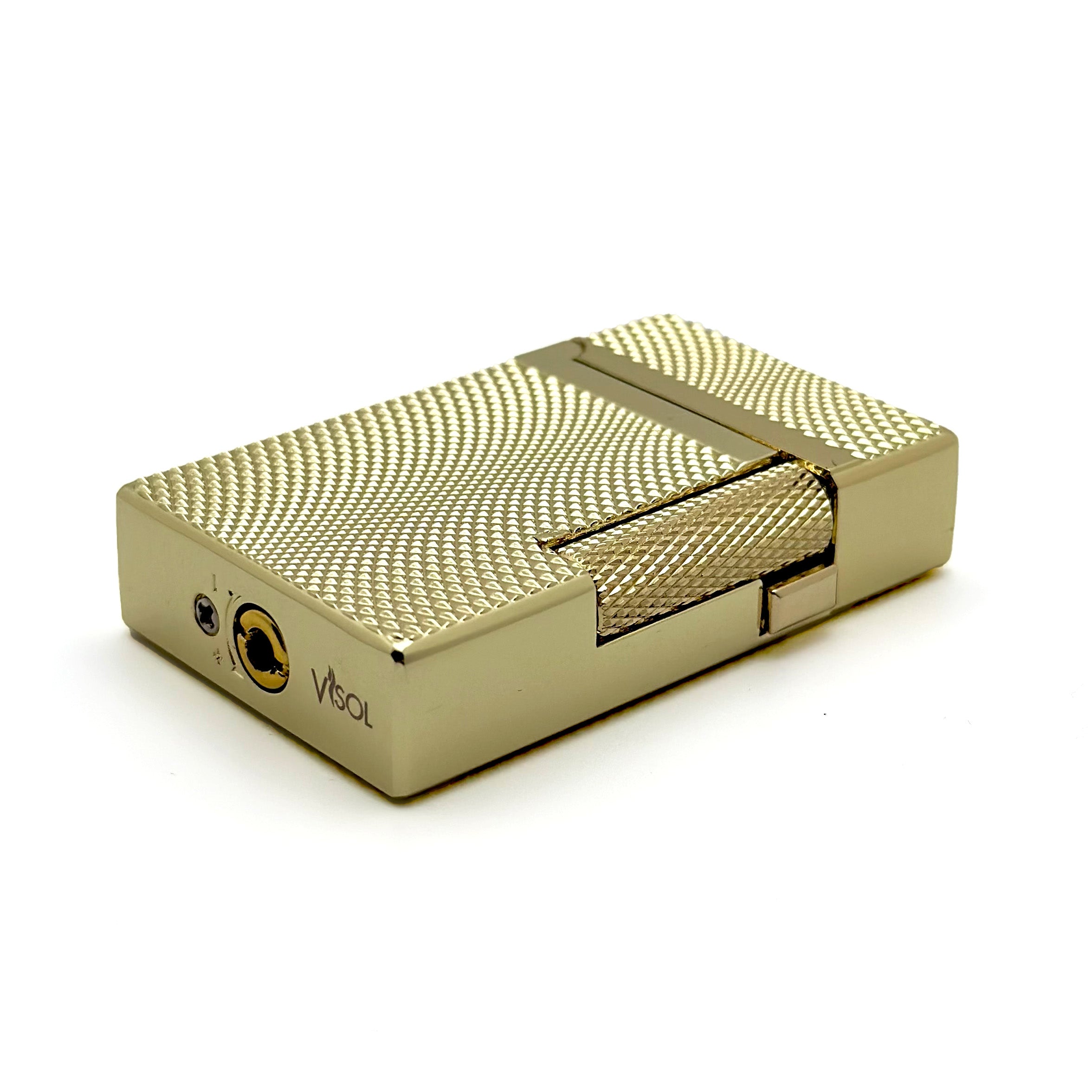Visol Hubbard Barley Soft Flame & Torch Flame Flint Lighter - Gold Finish | Windproof Refillable Butane Lighter for Cigars, Candles, Camping & Outdoor Use