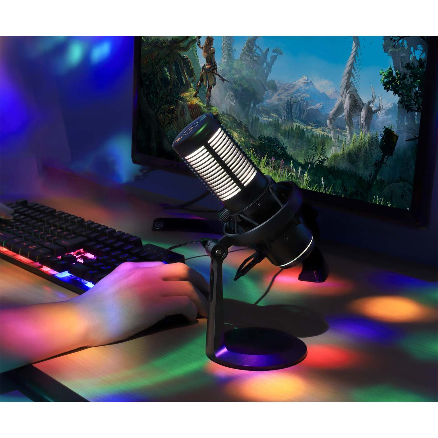 Professional RGB LED USB Condenser Microphone with Noise Cancellation - Perfect for Streaming, Gaming, Podcasting & Home Studio Recording