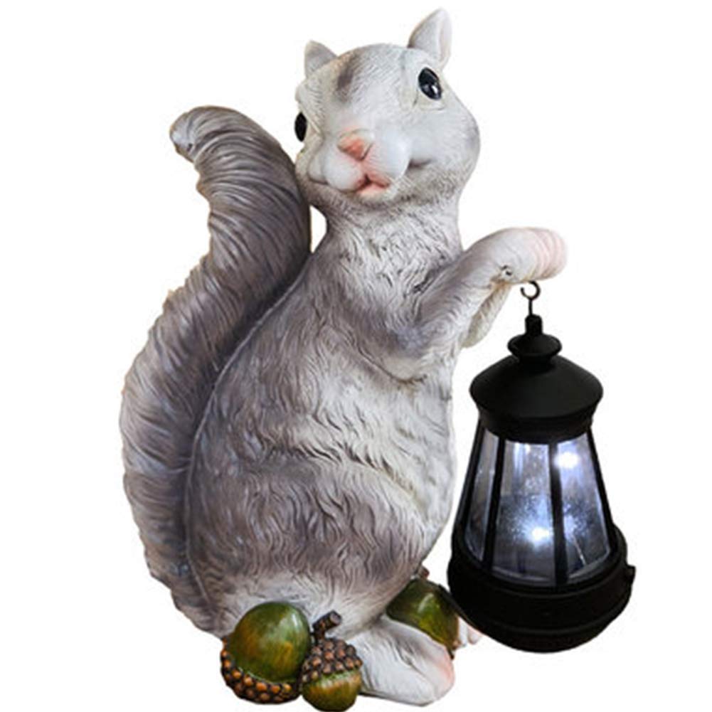 Solar Powered LED Squirrel Garden Statue - Outdoor Decor for Patio, Lawn & Yard, Weatherproof Animal Figurine with Warm White Lights for Nighttime Ambiance - Perfect for Garden Pathways, Porch Decor & Backyard Landscaping