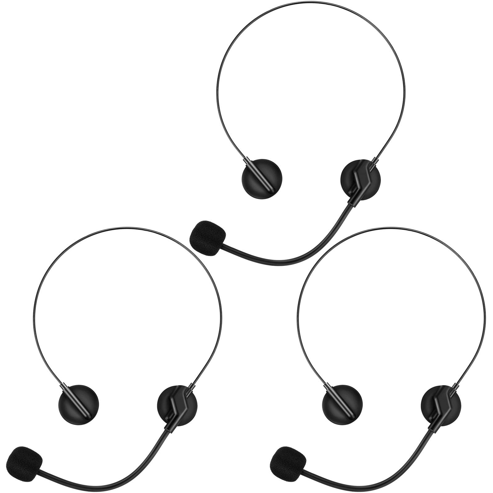 3-Piece Toy Microphone Headset Costume Set - Black Plastic Rock Star Microphone & Headpiece for Kids Dress Up, Karaoke Party, Halloween Costumes & Stage Performances