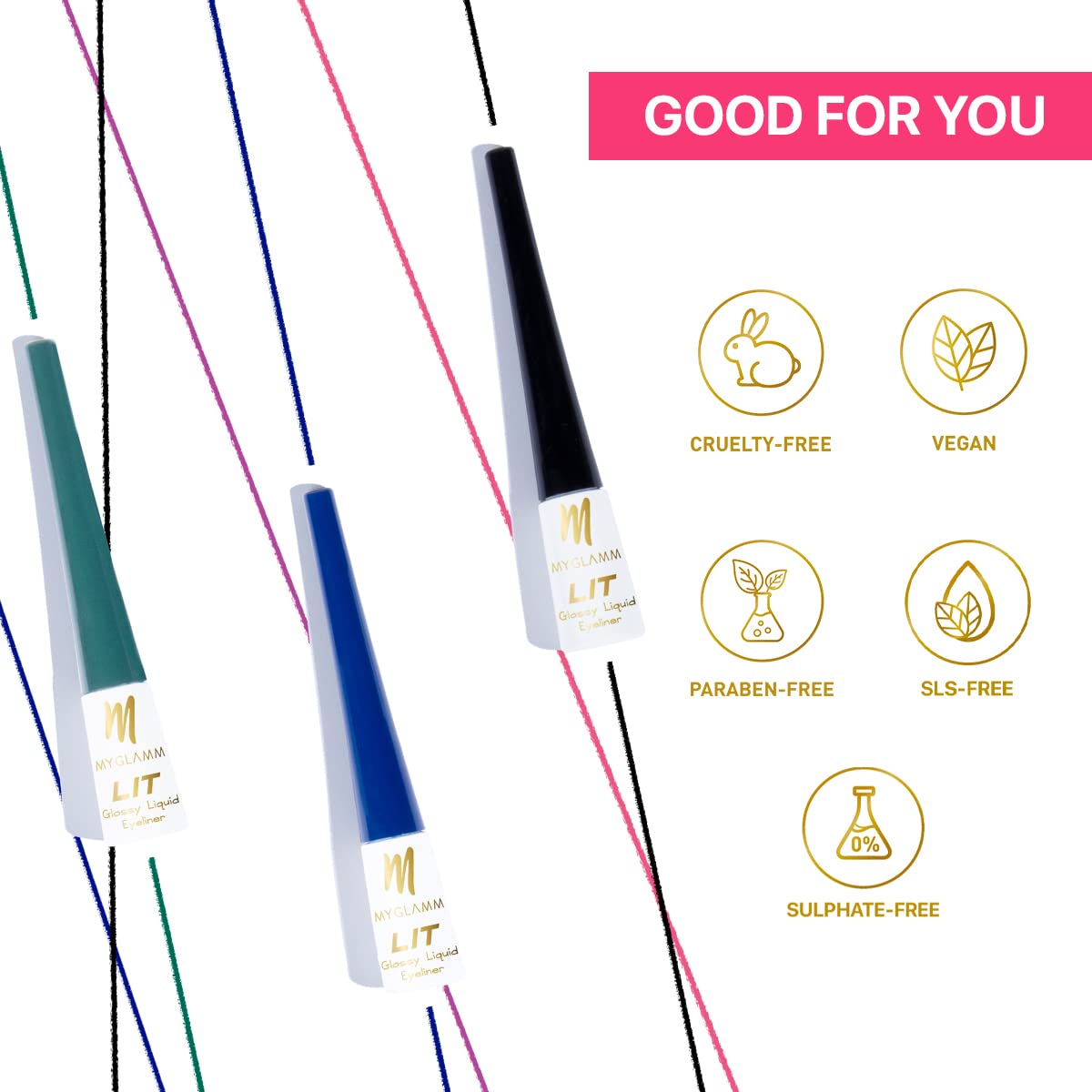 MyGlamm LIT Glossy Liquid Eyeliner - Waterproof Smudge-Proof Long Lasting Eyeliner - Vibrant Blue Color - 3.5ml - Perfect for Birthday Makeup, Parties & Special Occasions
