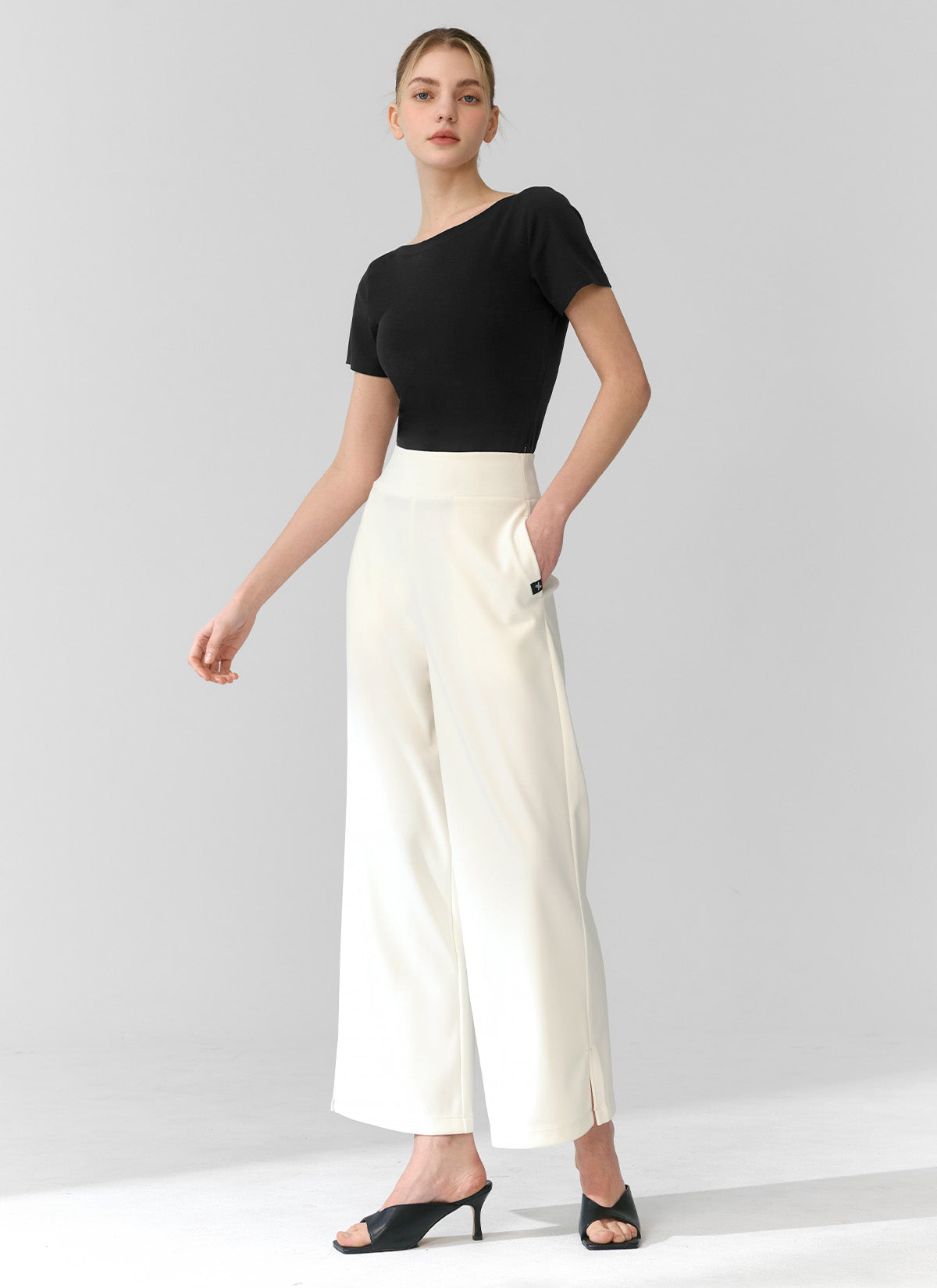 Free Motion Slit Wide Leg Pants for Women - Stretchy High Waist Palazzo Trousers for Yoga, Lounge & Casual Wear
