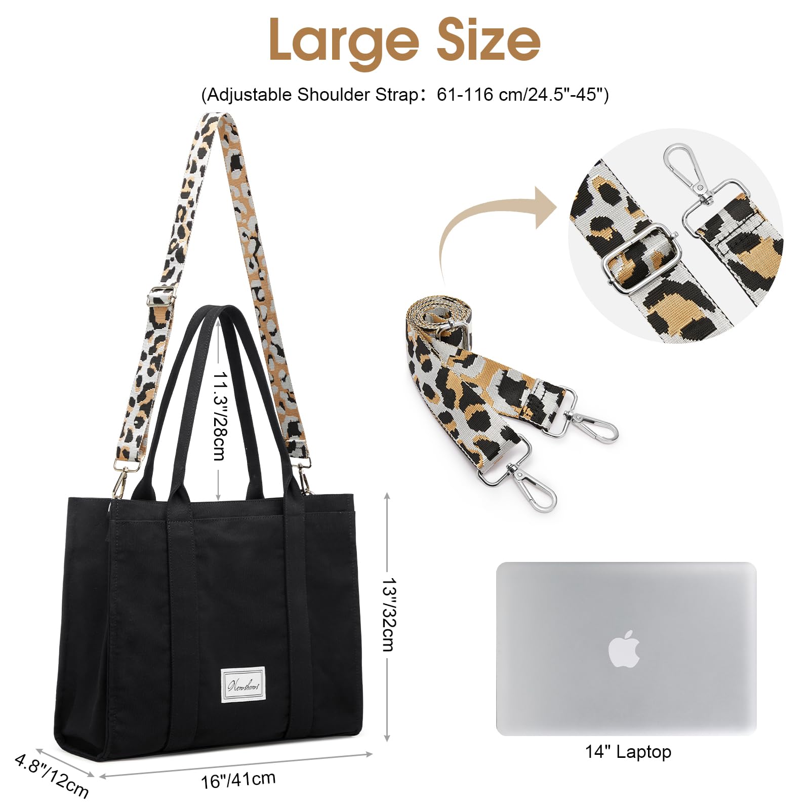 Stylish Canvas Tote Bag for Women - Large Crossbody Shoulder Purse Handbag for Work, Travel & School | Perfect Work Bag, Teacher Tote & Everyday Carry-all