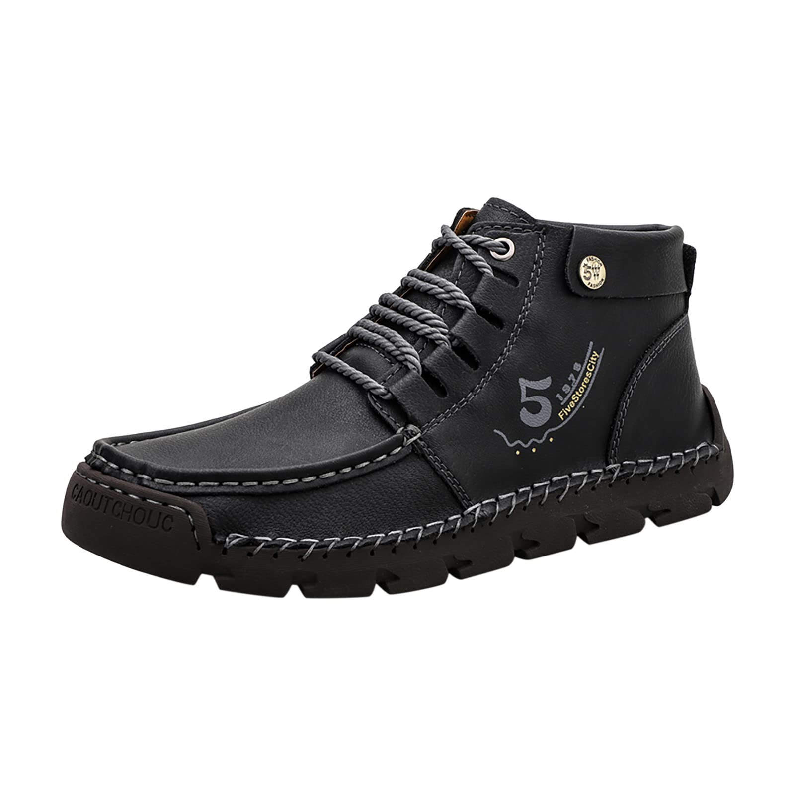 Men's High-Top Leather Casual Shoes - Breathable Lace-Up Driving Shoes for Fall & Winter - Large Size Comfortable Flat Shoes for Daily Wear & Outdoor Activities
