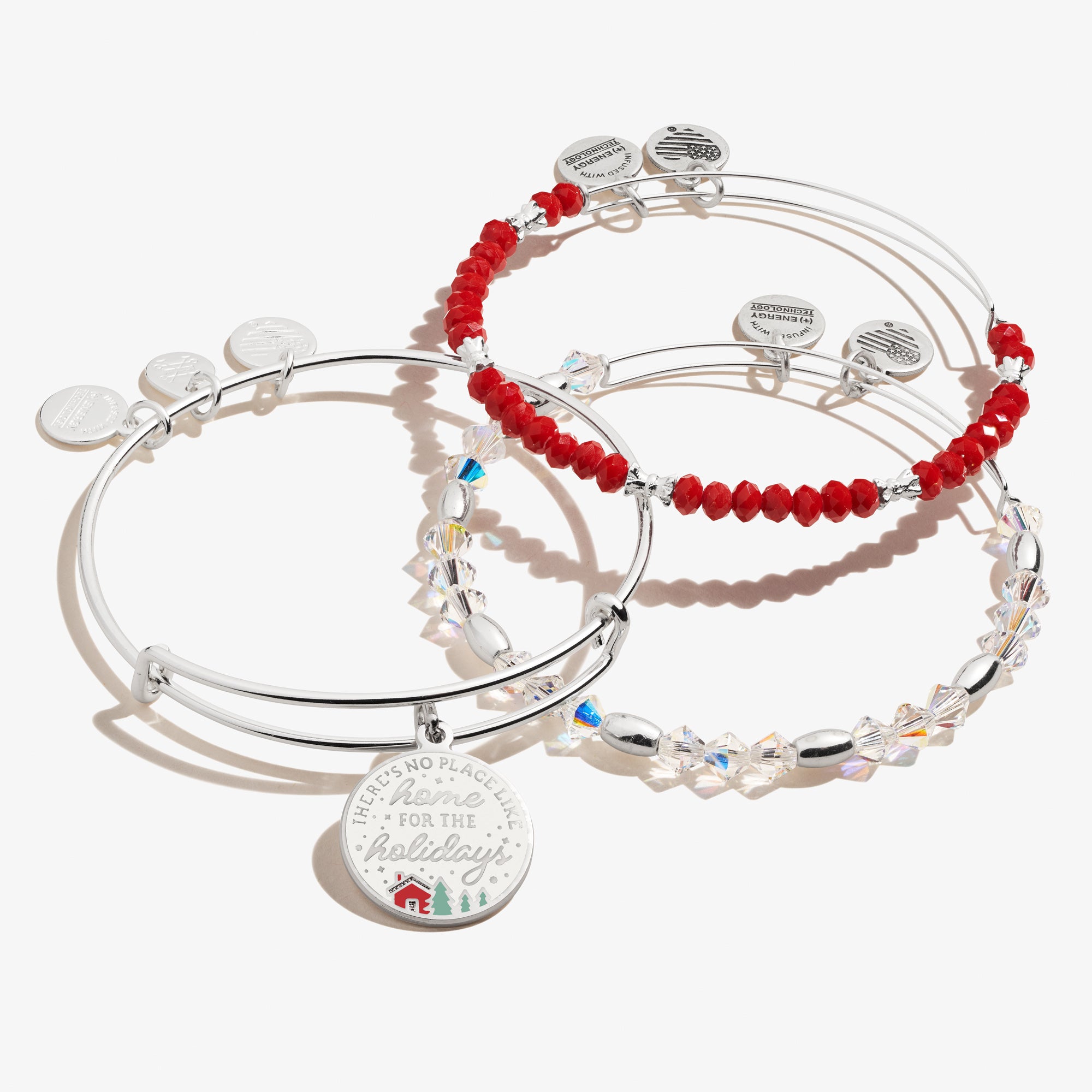 Christmas Holiday Charm Bangles Set of 3 - Festive Home Decor & Gift for Women - Perfect for Christmas Parties, Family Gatherings & Holiday Celebrations