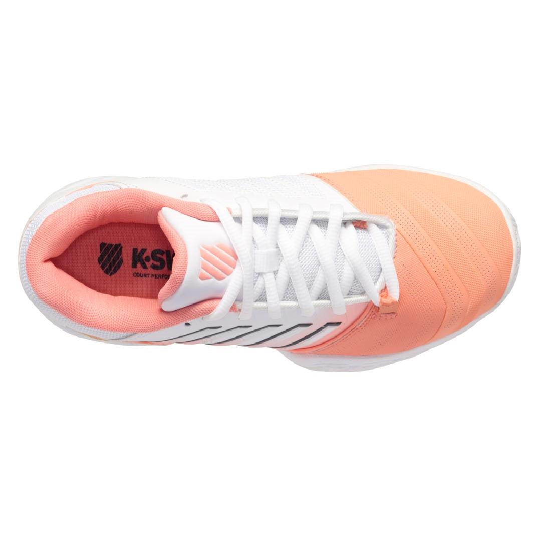 K Swiss Bigshot Light 4 Women's Tennis Shoes - White/Peach - Lightweight Performance Court Shoes for Women | Perfect for Tennis, Training & Casual Wear