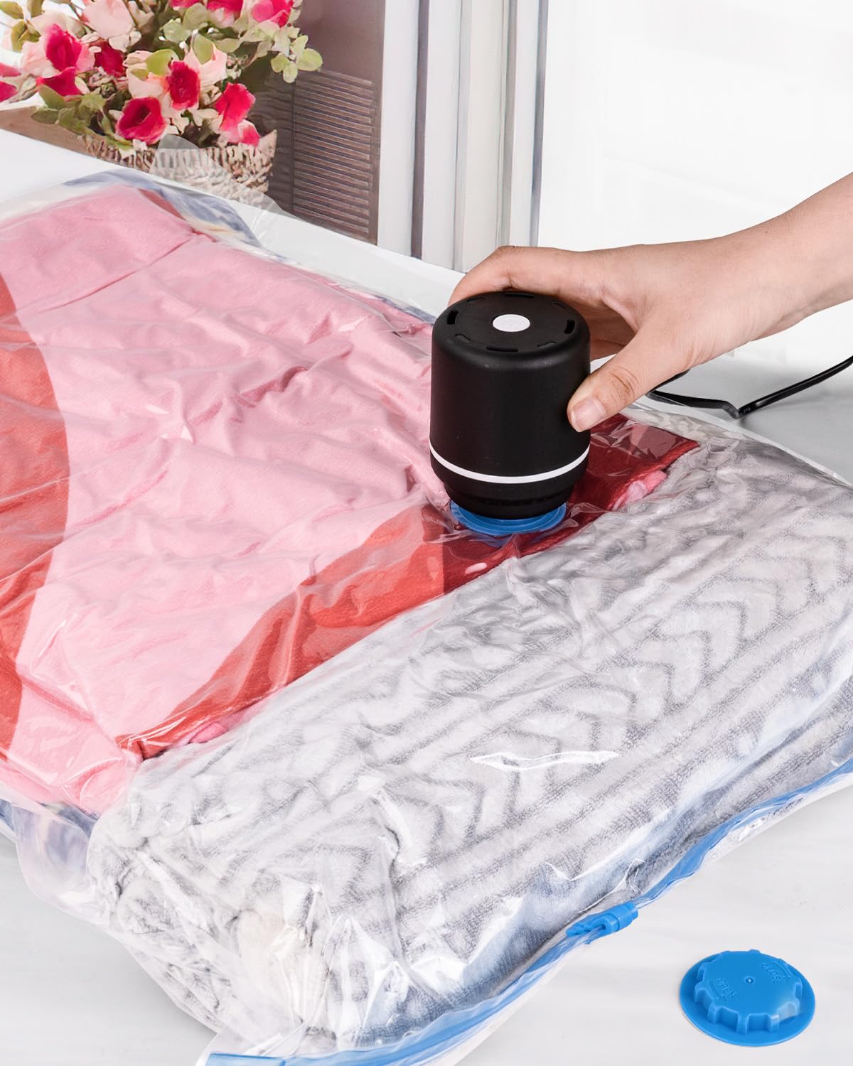 12 Pack Jumbo Vacuum Storage Bags for Clothes - Space Saving Compression Sealed Bags with Electric Pump | Perfect for Travel, Seasonal Storage & Home Organization