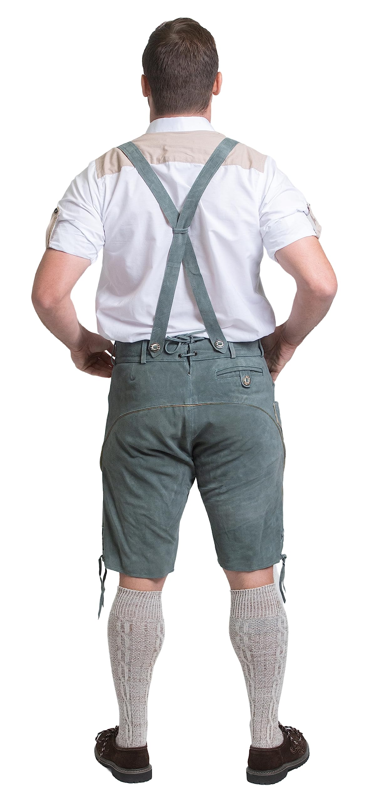 Authentic German Dirndl Trachten Haus 2-Piece Leather Lederhosen Shorts for Oktoberfest & Bavarian Festivals - Perfect for Beer Festivals, Cultural Events & Costume Parties
