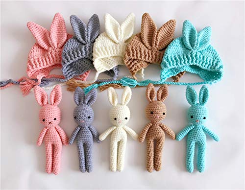 Adorable Newborn Baby Crochet Knit Bunny Costume Set - Photography Prop, Bunny Hat & Doll for Baby Shower, Easter, Newborn Photo Shoot - Perfect for 0-3 Months Infants