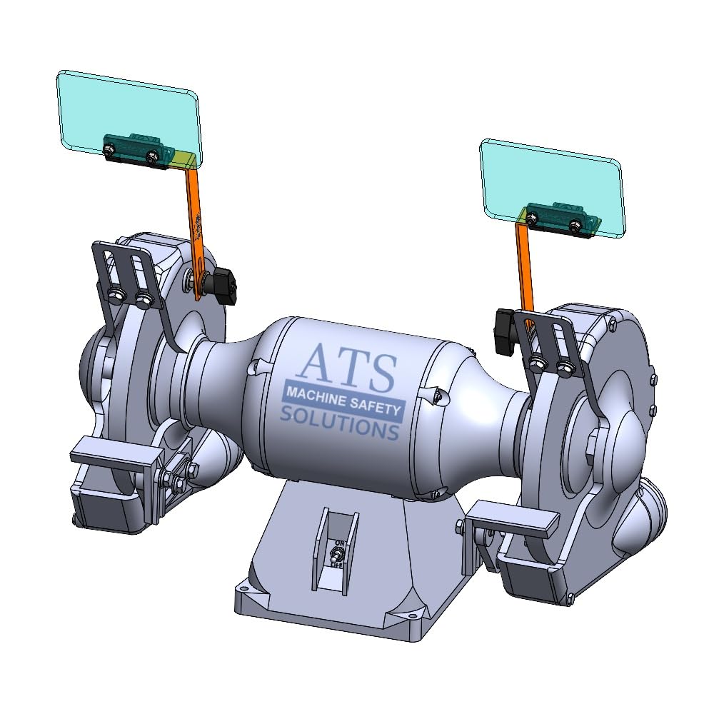 ATS Machine Safety Solutions Small Universal Bench Grinder Eye Shields & Mounting Assembly for 6-inch Power Bench Grinders (UGS-1) - Eye Protection for Metalworking, Woodworking & DIY Projects