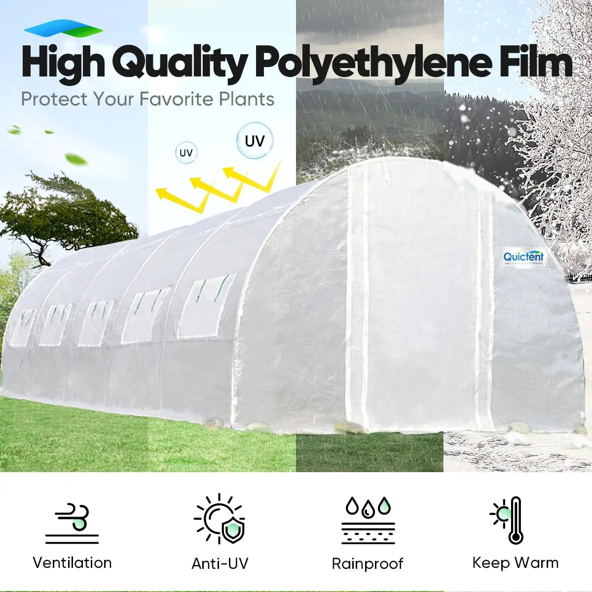 25' x 10' x 6.6' Heavy Duty Large Greenhouse Kit for Outdoor Gardening - Durable Walk-in Plant House with Sturdy Frame for Vegetables, Flowers & Seedlings - Perfect for Backyard, Patio & All-Season Growing