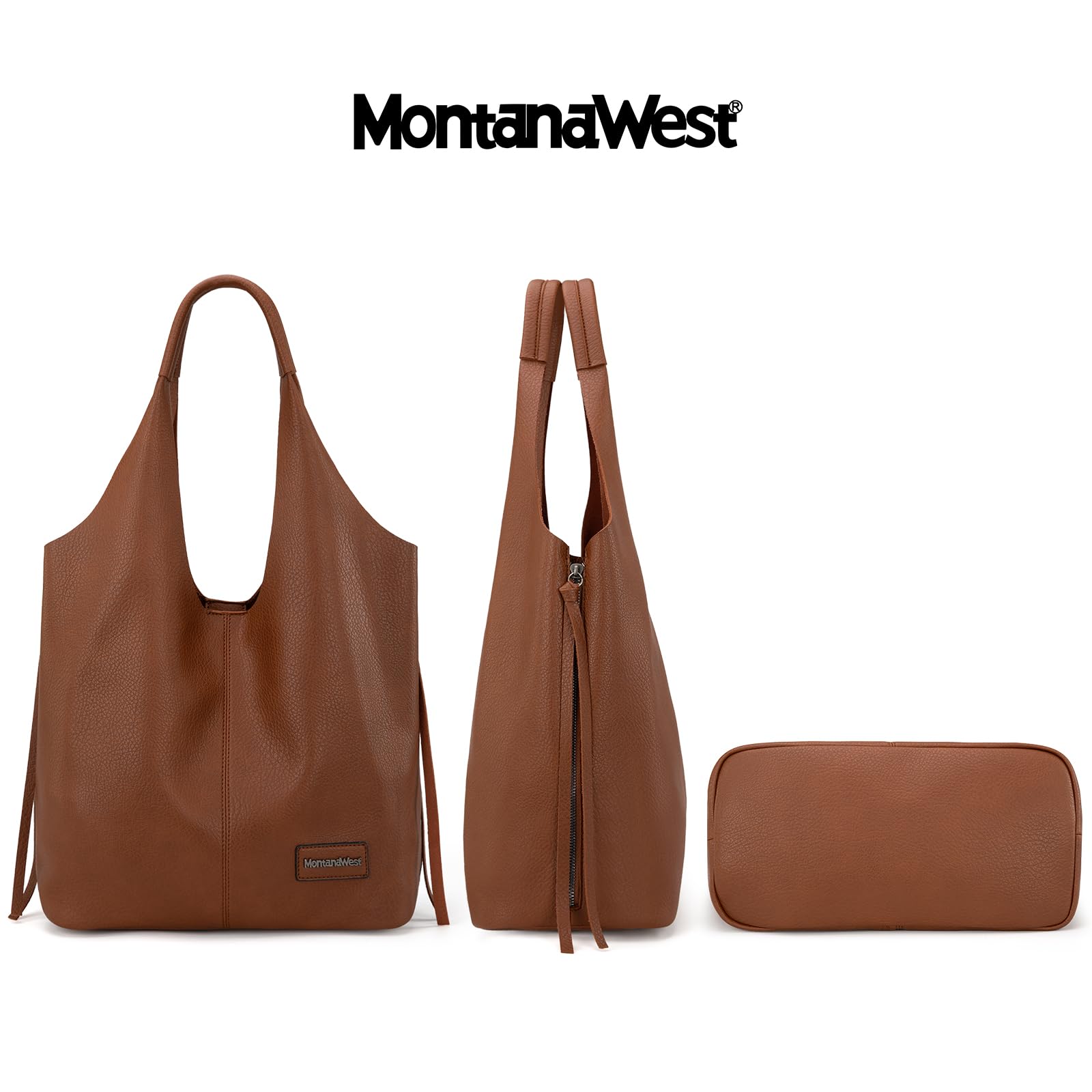 Montana West Slouchy Hobo Bags for Women - Soft Leather Designer Shoulder Purse & Top Handle Handbag - Perfect for Work, Travel & Everyday Use
