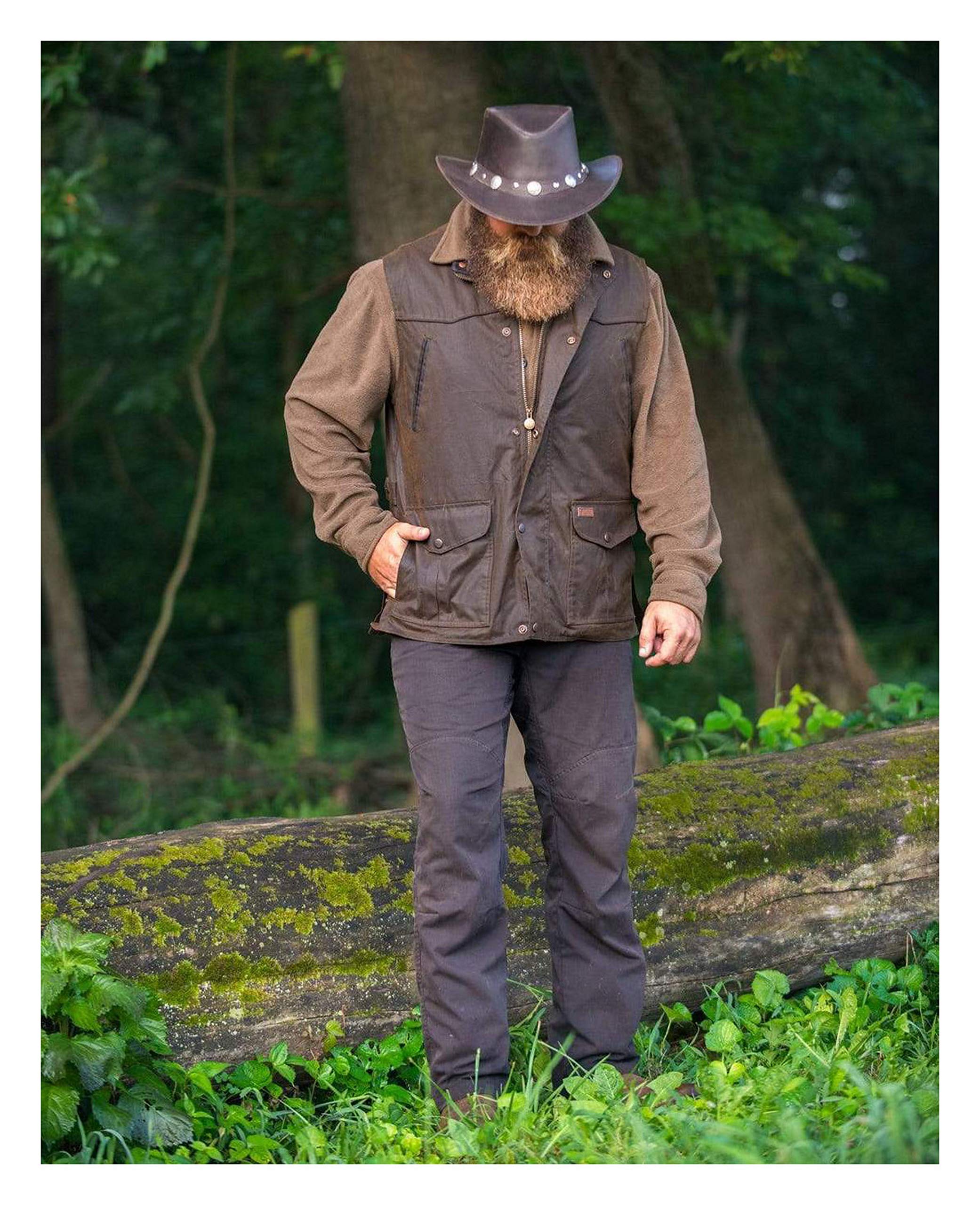 Outback Trading Company Men's 2154 Magnum Waterproof Breathable Fleece Lined Cotton Oilskin Outdoor Vest - Hunting, Fishing & Hiking Gear for All Weather Protection
