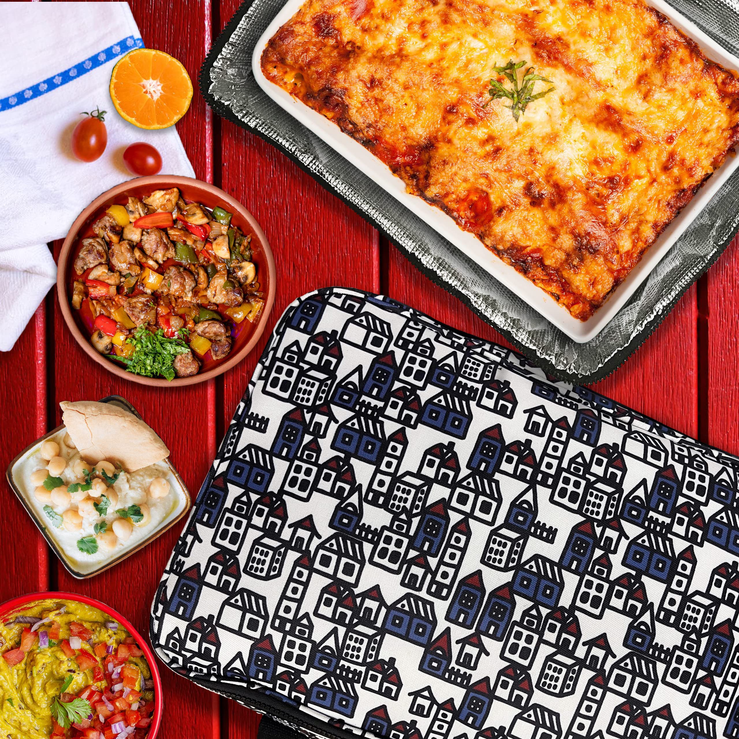 Insulated Food Carrier for Hot & Cold Dishes - Thermal Casserole Dish Carrier with Handle - Perfect for Potlucks, Picnics & Meal Delivery Services