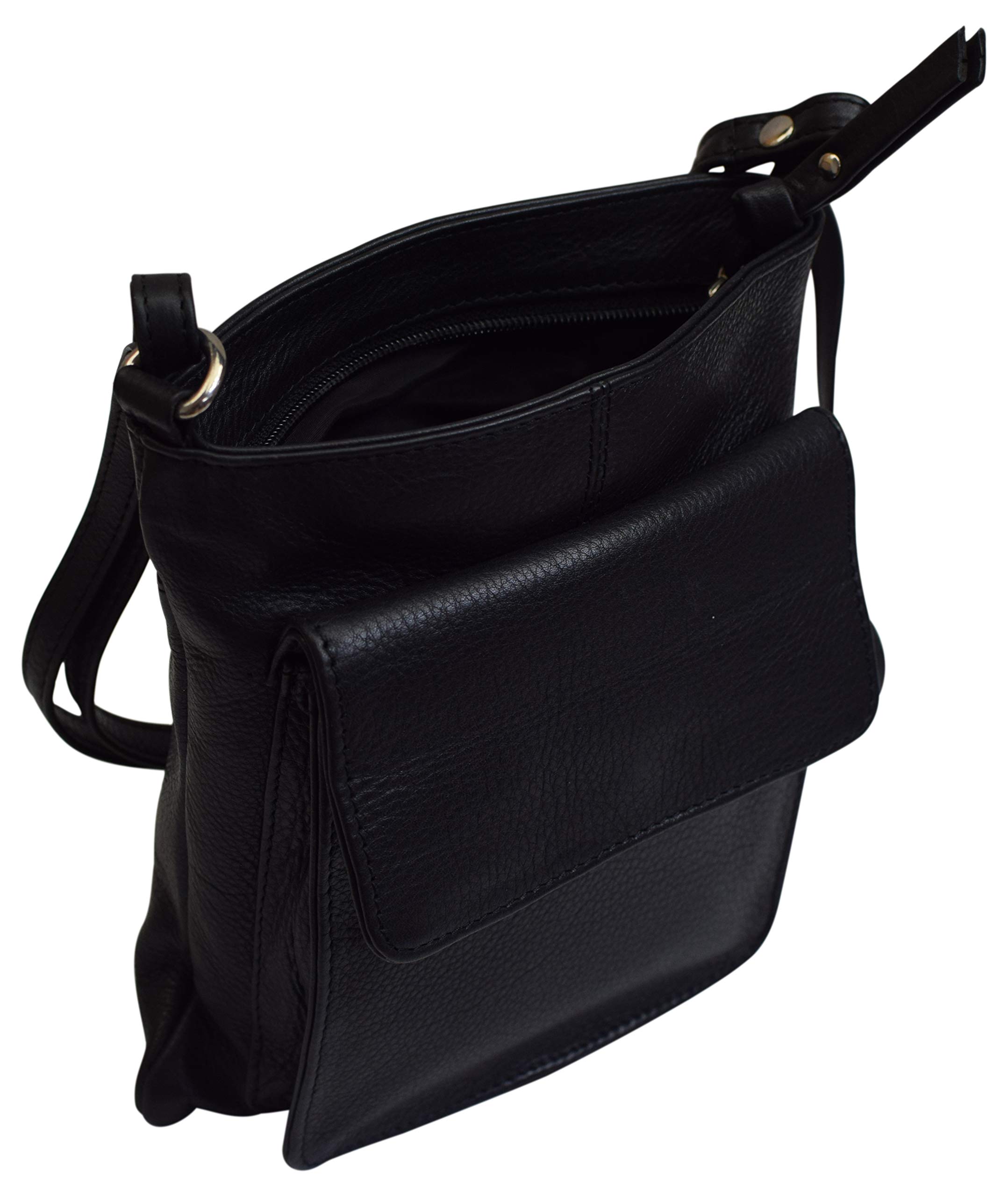 Luxury Genuine Leather Women's Shoulder Bag with Front Pouch Pocket - Elegant Crossbody Purse for Work, Travel & Everyday Use