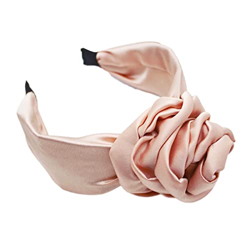Elegant Non-Slip Rose Flower Headband for Women & Girls - Smooth Solid Color Hair Accessories for Daily Wear, Bridal, Wedding & Special Occasions - Pink Hair Band Fashion Accessory