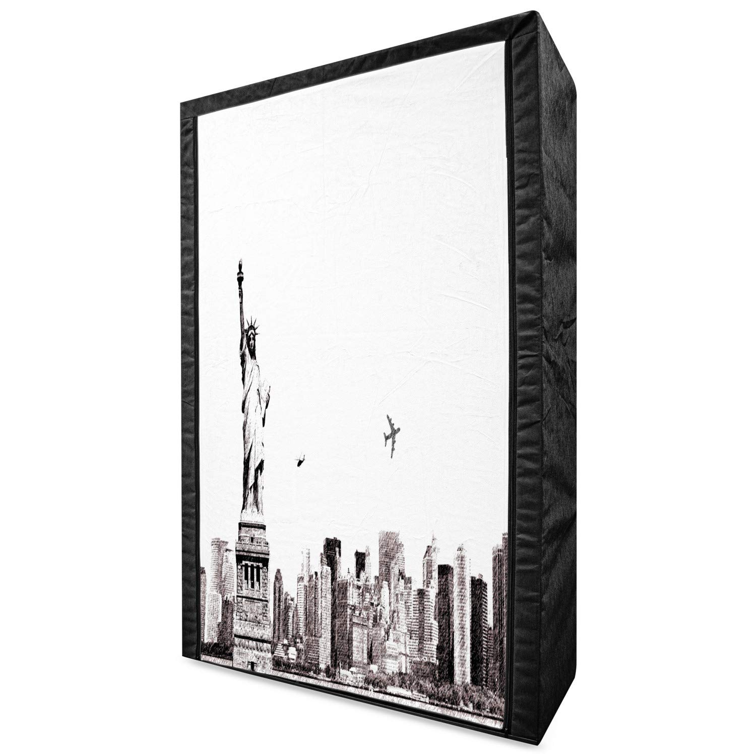 Ambesonne Urban Portable Fabric Wardrobe - New York City Skyline & Statue of Liberty Print, 42.5
