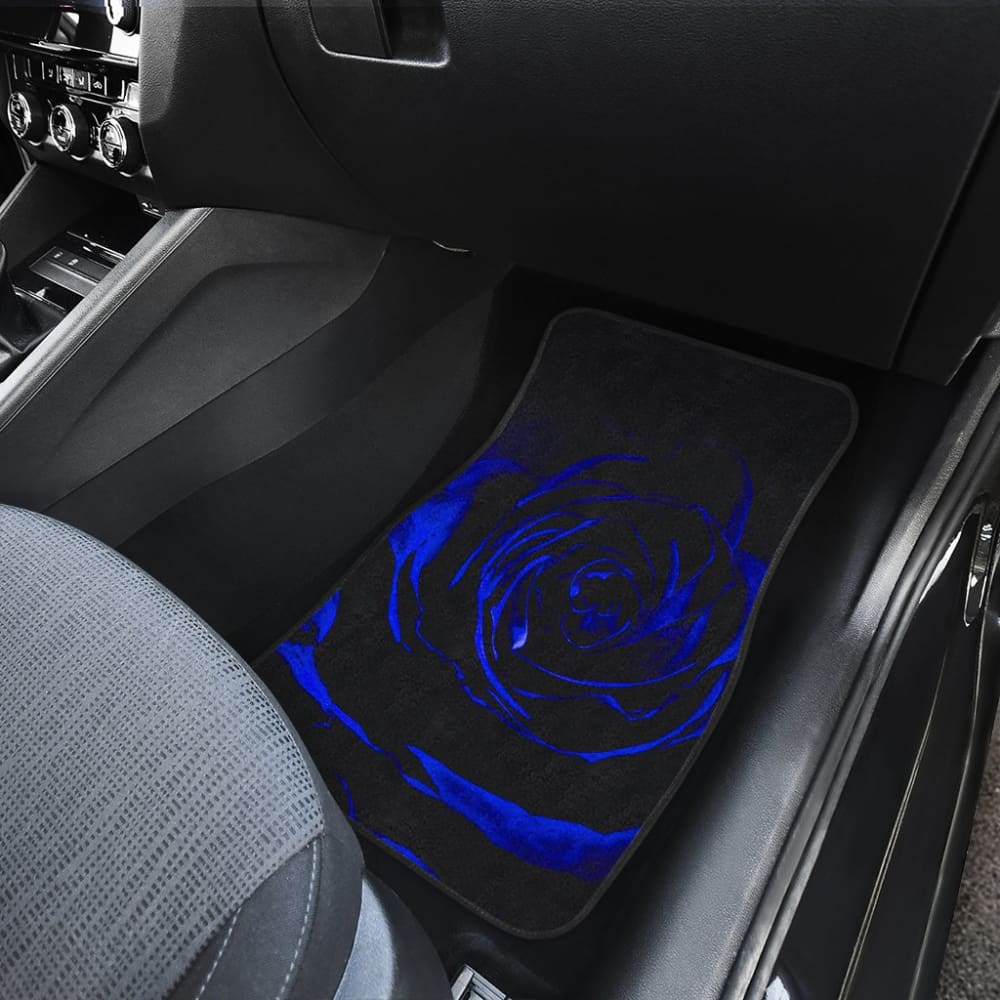 Premium Blue Rose Floral Car Floor Mats - Waterproof & Non-Slip Auto Accessories for Sedans, SUVs & Trucks - Perfect for Daily Commute & Road Trips