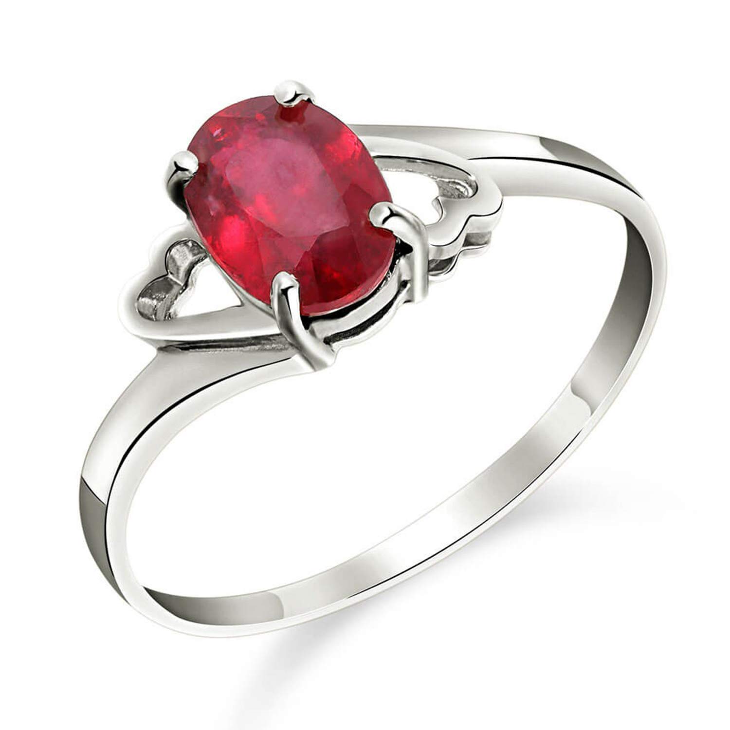 14K Solid White Gold Ring with 1.15ct Oval Ruby - Galaxy Gold GG Collection | Elegant Jewelry for Weddings, Anniversaries & Special Occasions