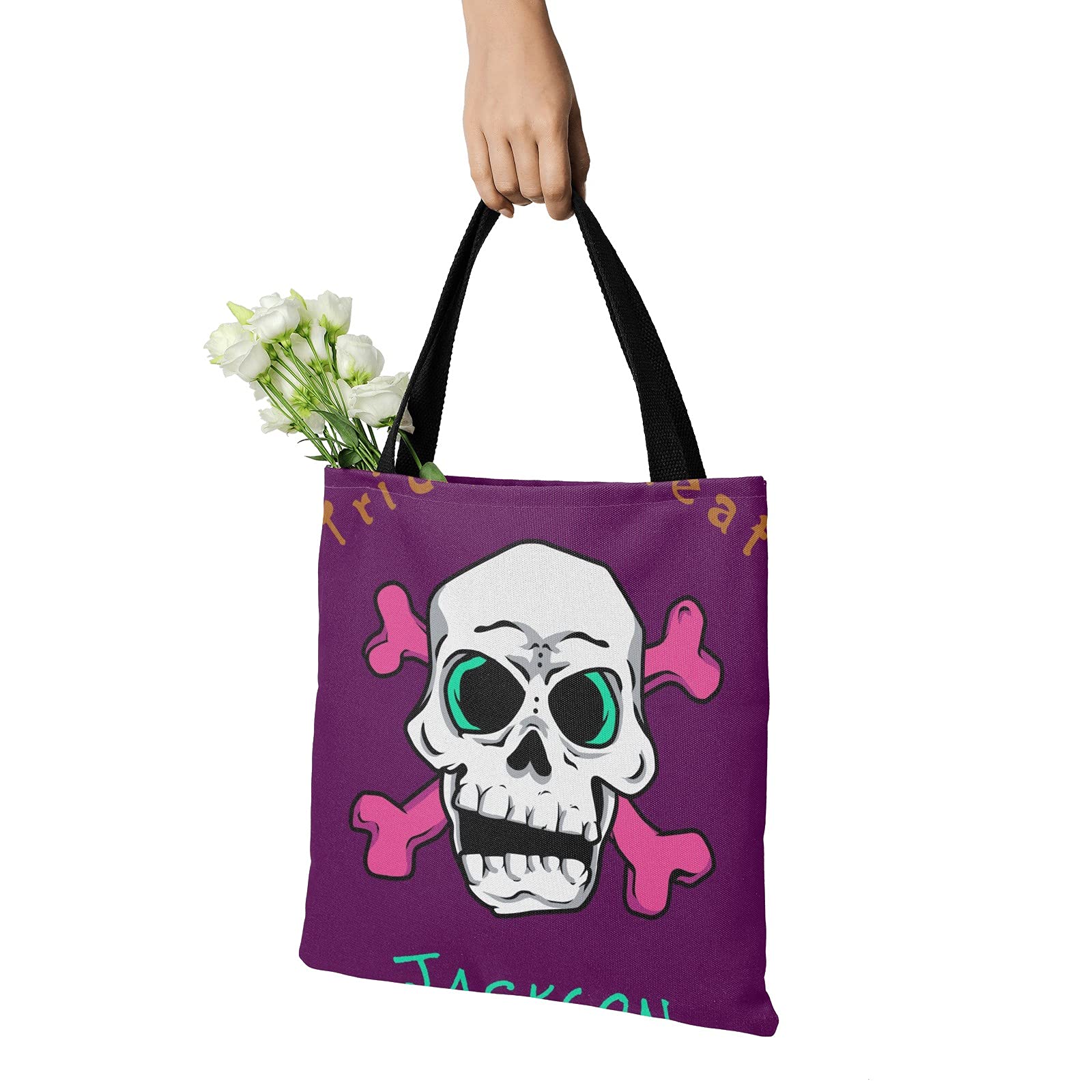 Personalized Custom Tote Bags with Name - Halloween Shopping Bags & Unique Gift Ideas for Women - Perfect for Grocery Shopping, Beach Trips & Everyday Use