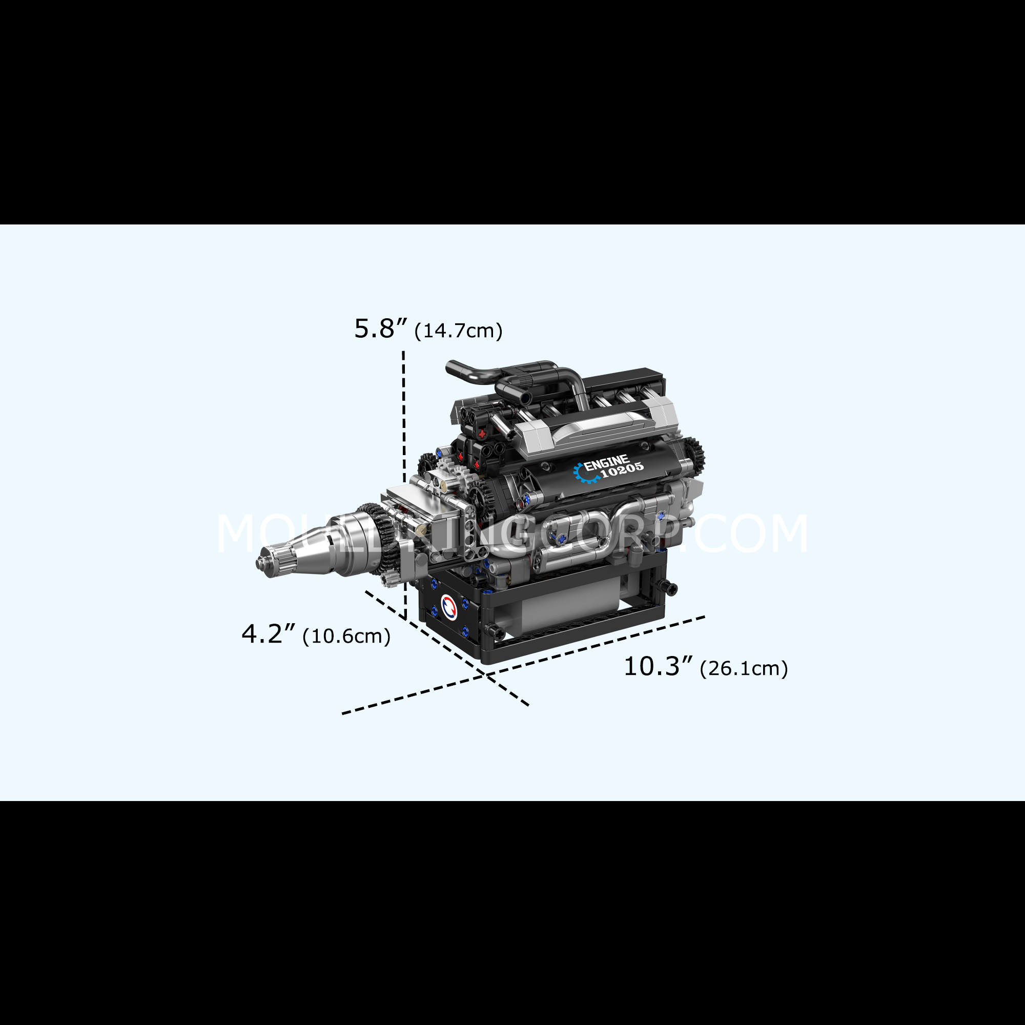 Mould King 10205 Motorized British Luxury V12 Engine Building Kit - 733 Pieces STEM Toy for Adults & Teens | Perfect for Model Car Enthusiasts & Engineering Hobbyists