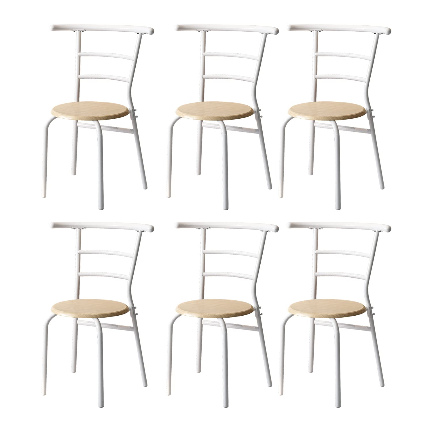 Bonzy Home 6-Piece Patio Chair Set - Durable Metal Indoor & Outdoor Lounge Chairs for Poolside, Bistro, Cafe, Restaurant & Kitchen - Stackable Wooden Back Chairs for Comfortable Seating in Any Setting