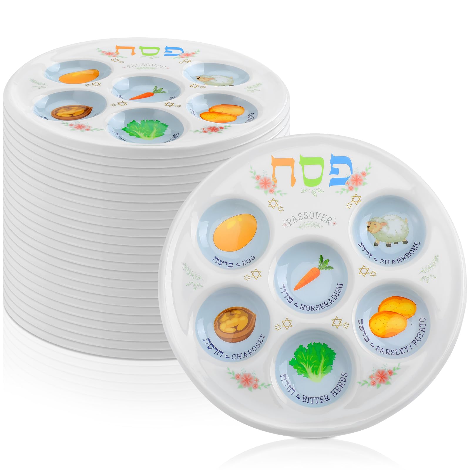 24-Piece Plastic Passover Seder Plate Set - 10