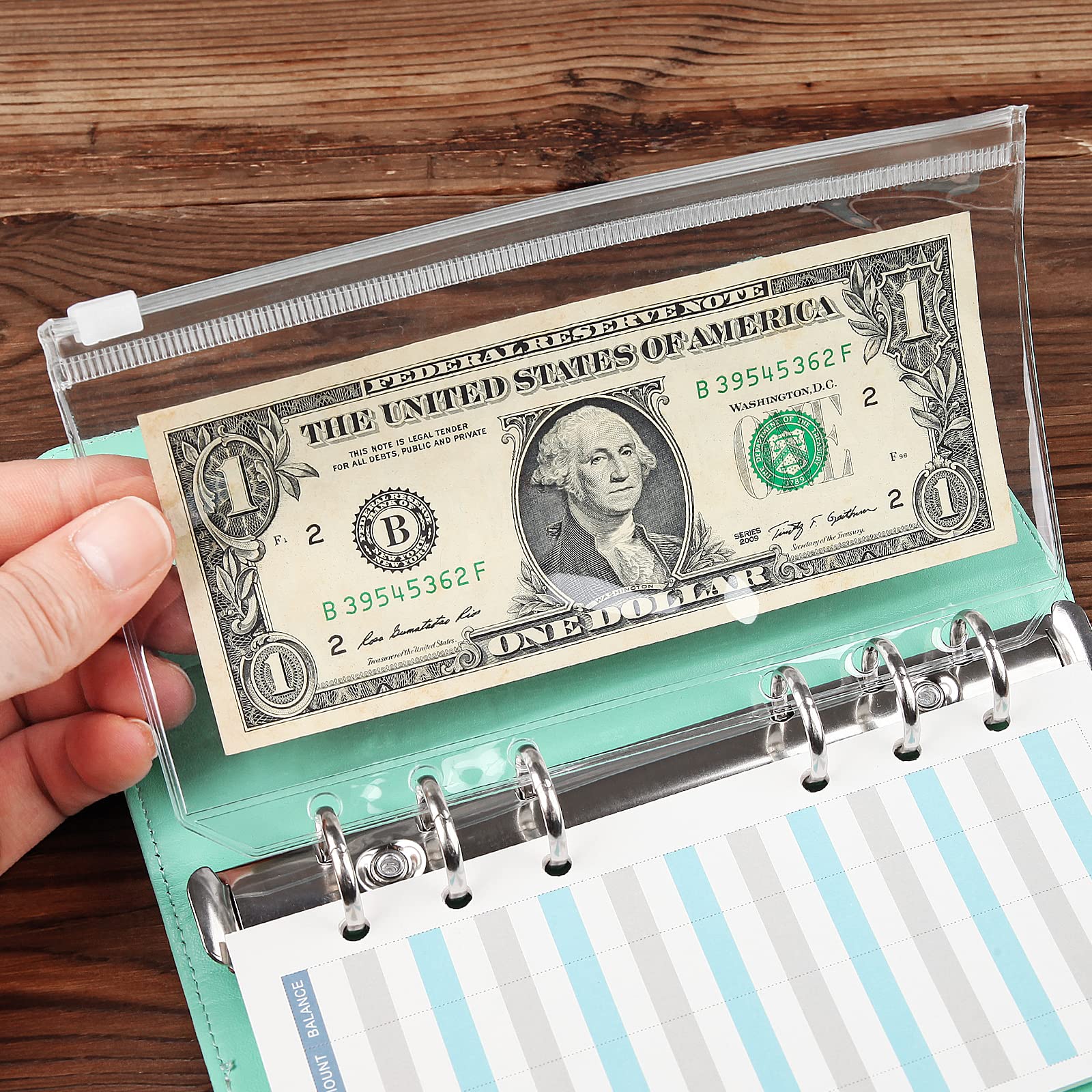 60pcs Transparent A6 Binder Pockets with Zipper - 6 Hole PVC Loose Leaf Folders, Waterproof Cash Envelopes for Budgeting, Organizer & Planner Inserts - Perfect for School, Office & Home Organization