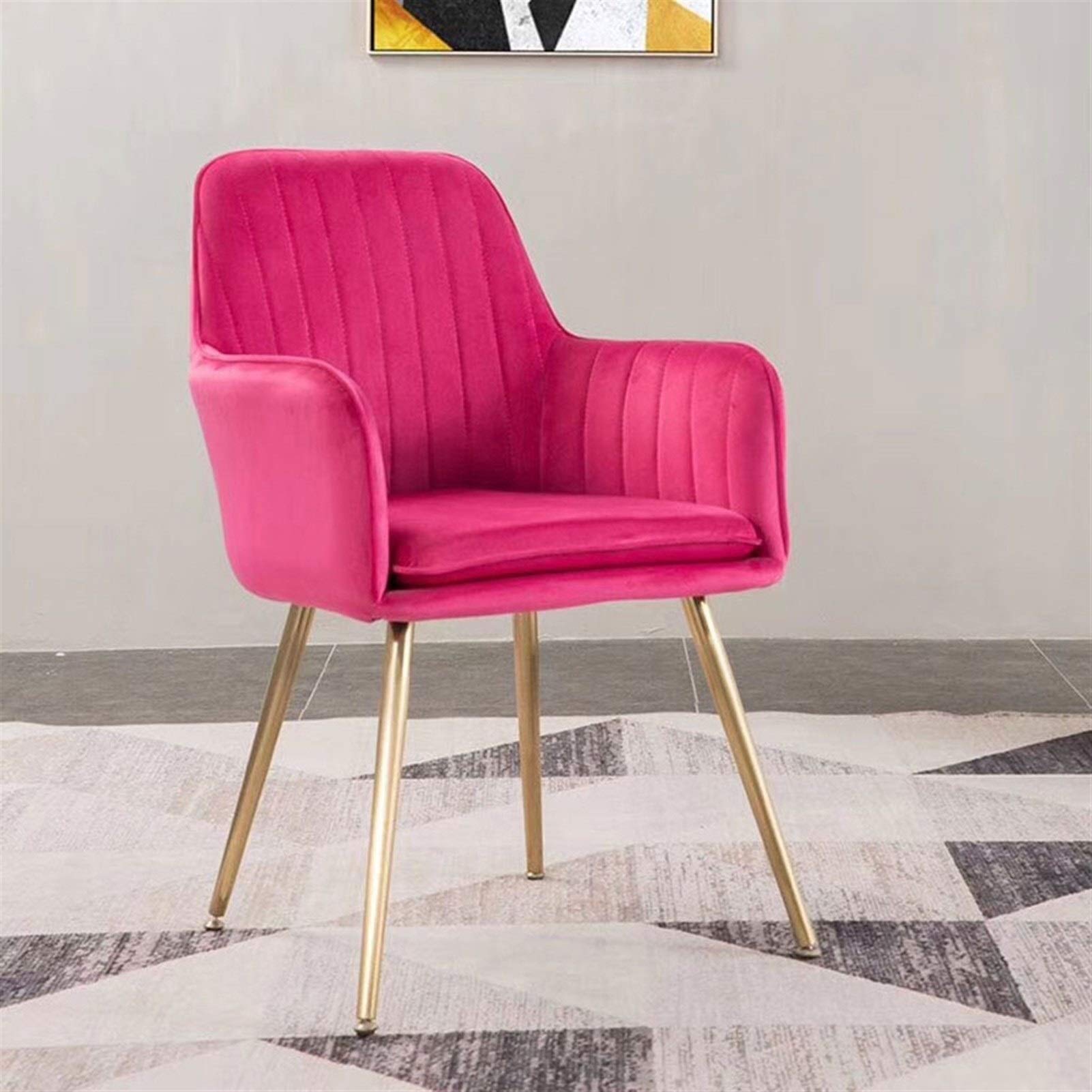 Nordic Modern Minimalist Dining Chair - Soft Dutch Flannel Fabric, Rose Pink, Comfortable Home Stool for Dining Room, Living Room & Makeup Vanity | Light Luxury Design, Creative Net Red Style