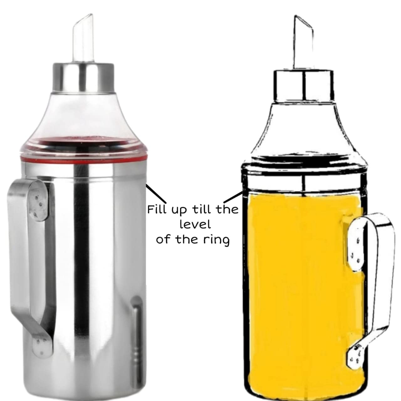 Premium 1L Stainless Steel Oil Dispenser Bottle - Set of 3 for Kitchen Cooking, Salad Dressing & Baking | Leak-Proof Oil Container with Spout for Easy Pouring & Organized Storage