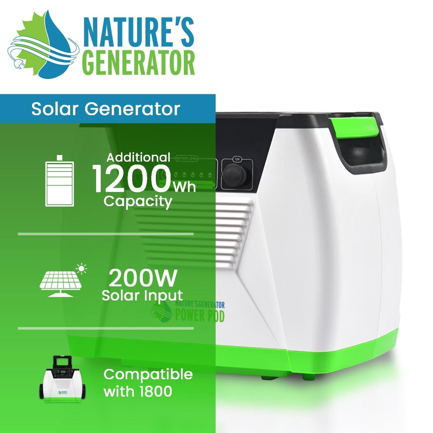 Nature's Generator Power Pod - Portable Solar Generator for Camping, Emergencies & Off-Grid Power - Reliable Backup Battery for Home & Outdoor Use