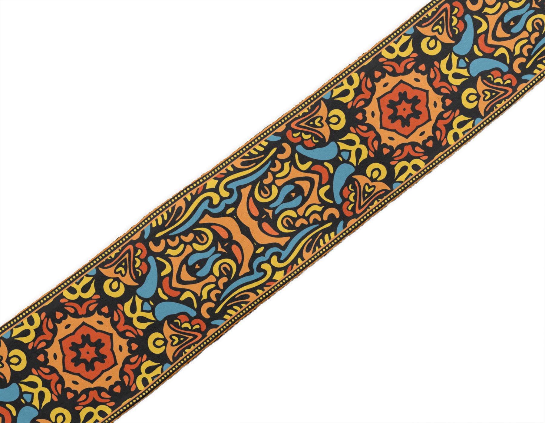 Black Stripe & Mandala Printed Velvet Trim Fabric - Decorative Lace Ribbon for Sewing, Crafts, DIY Projects - 3 Inches Wide x 9 Yards - Perfect for Costume Design, Home Decor, Scrapbooking & Gift Wrapping