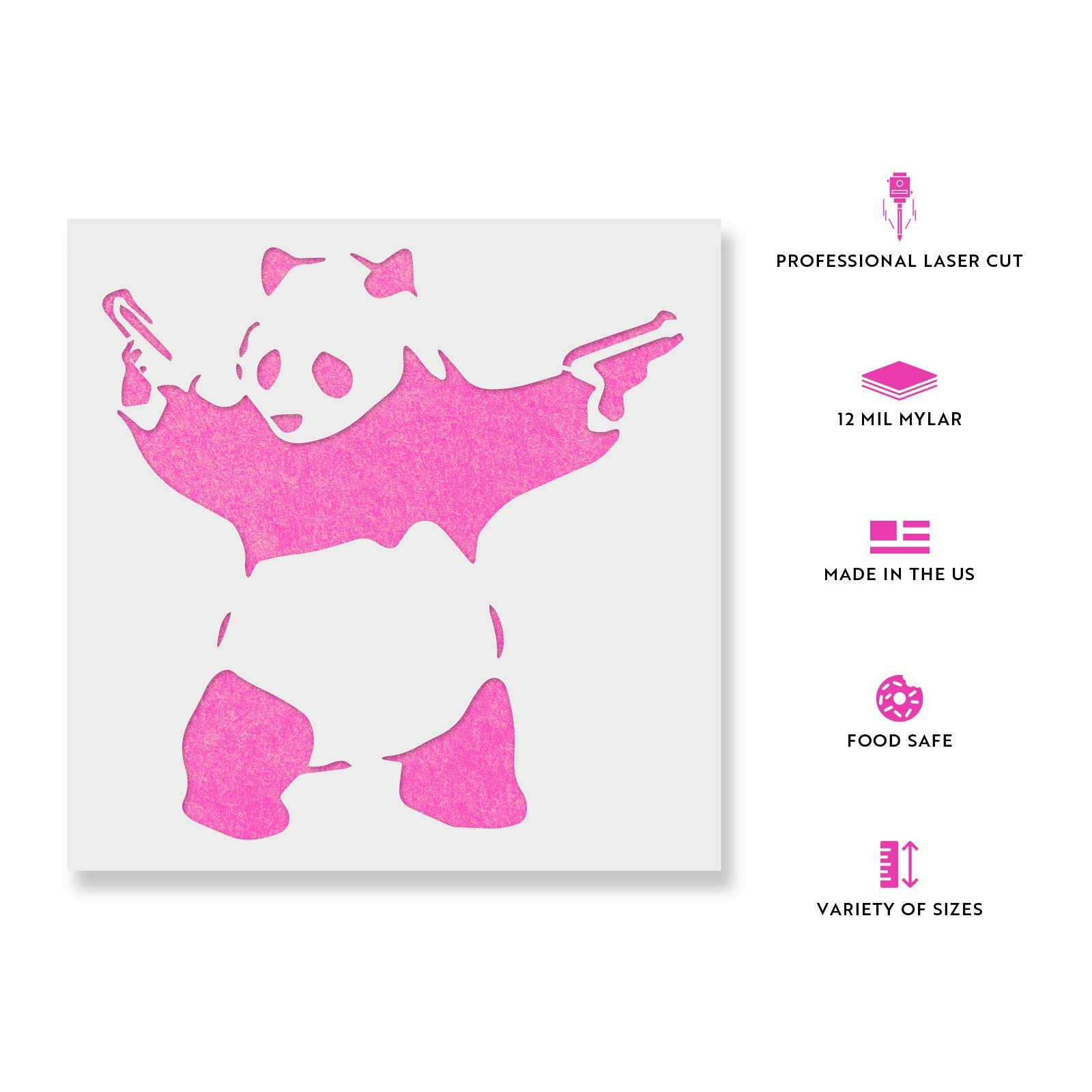 Banksy Stencil Art - Funny Panda with Guns Wall Decal | Unique Street Art for Home, Office & Urban Decor