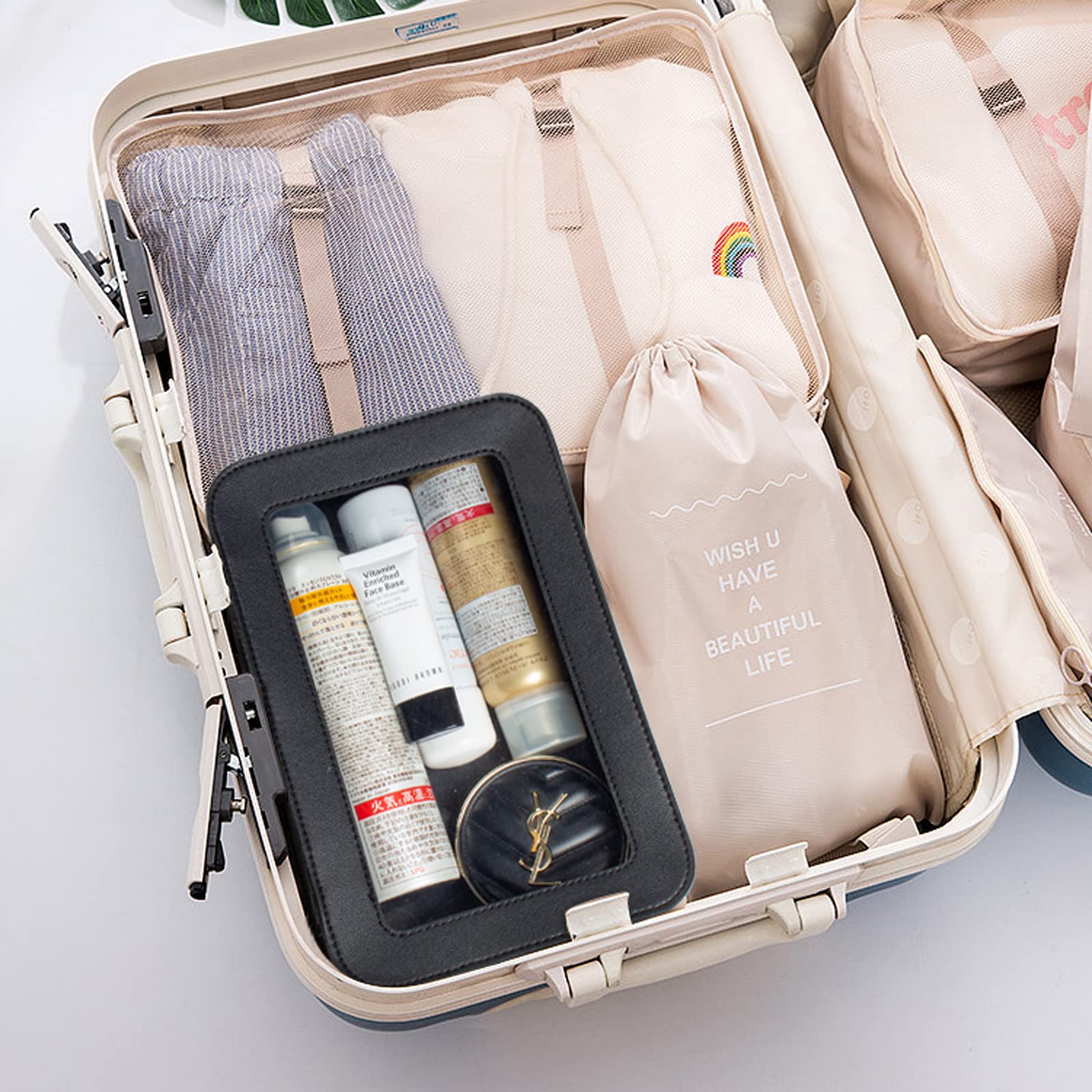 LETGO Clear Makeup Bag - Travel Size Toiletry Organizer for Women & Men | Transparent Cosmetic Pouch | Waterproof Beach Bag | Perfect for Carry-on Essentials, Car Accessories & Vacation Packing | Great for Travel, Gym, Beach & Daily Use