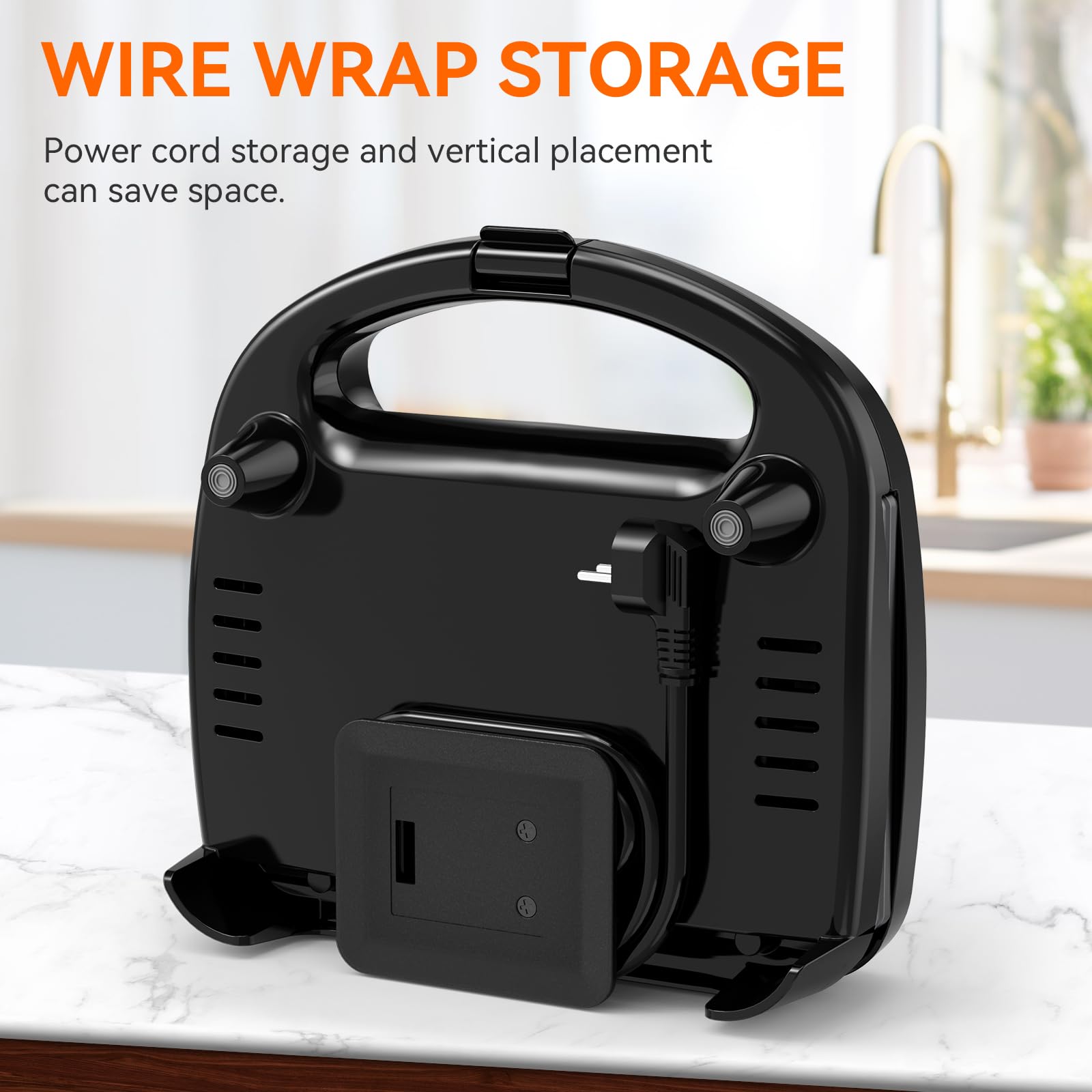 ABS07 Triangle Sandwich Maker - 2 Slice Non-Stick Grilled Cheese Press with Indicator Lights, Cool Touch Handle & Easy Clean Design (750W) - Perfect for Breakfast, Snacks & Quick Meals at Home/Office