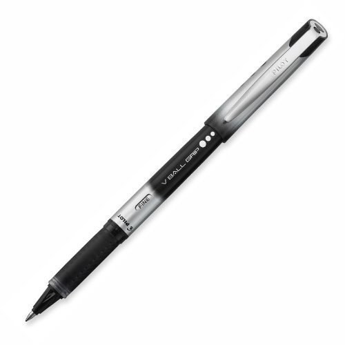 Pilot Vball Grip Liquid Ink Roller Ball Pens - 3 Pack Fine Point Black Ink (35570) - Smooth Writing for Office, School & Note Taking