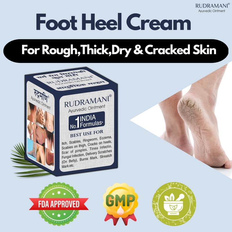 RUDRAMANI Ayurvedic Foot Cream for Dry Cracked Heels - Natural Heel Repair with Moisturizing Benefits - 25g (Pack of 2) - Perfect for Dry Skin Care & Cracked Heel Treatment at Home