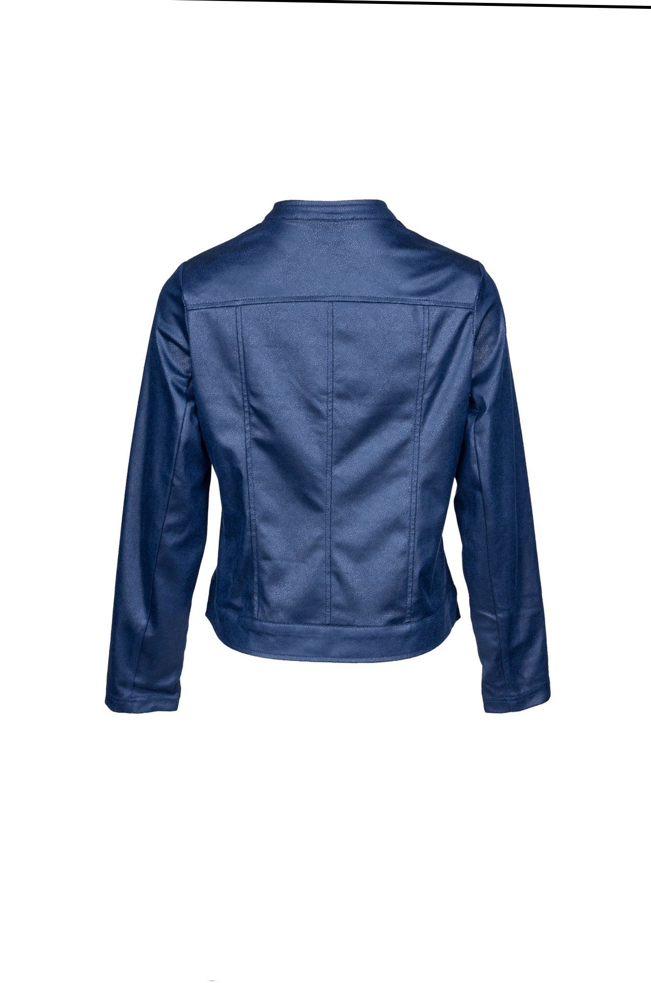 Stylish Leather Look Jacket for Men & Women | Trendy INDIGO Color | Fashion Outerwear 4044B1 | Perfect for Casual Wear, Night Out & Street Style