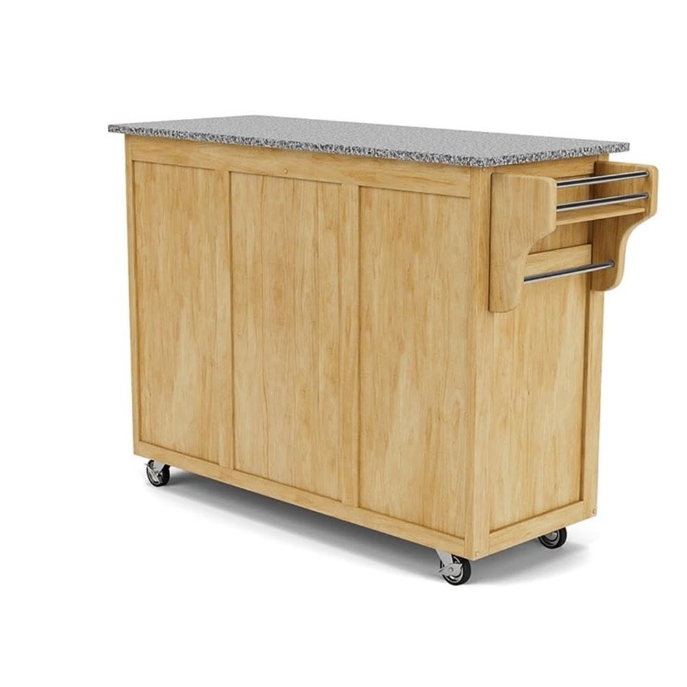 Hawthorne Collections 49 Inch Natural Wood Kitchen Island Cart with Granite Countertop - Perfect for Small Kitchens, Dining Areas & Food Prep Stations
